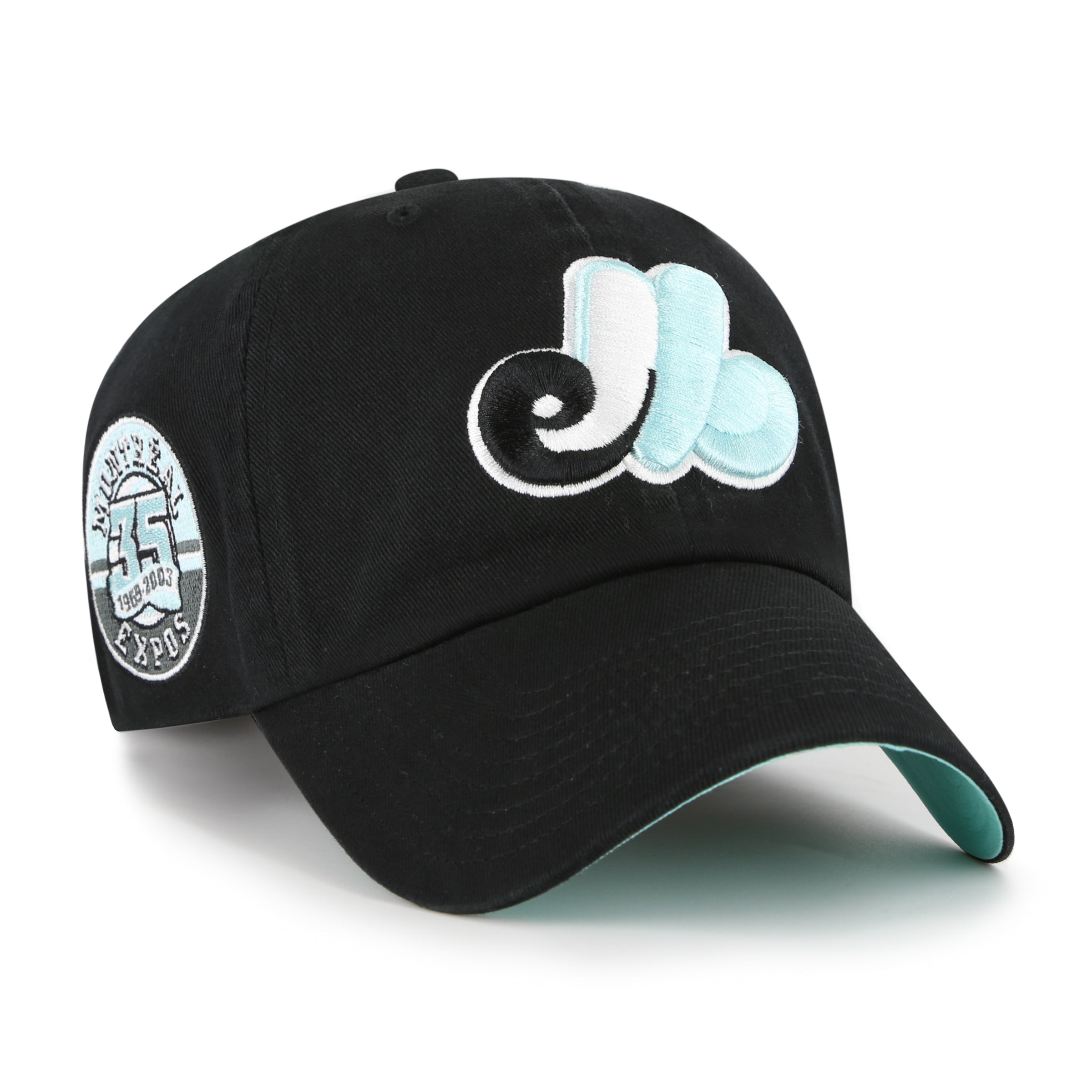 Casquette ajustable double sous-marine noire menthe pour homme des Expos de Montréal MLB 47 Brand