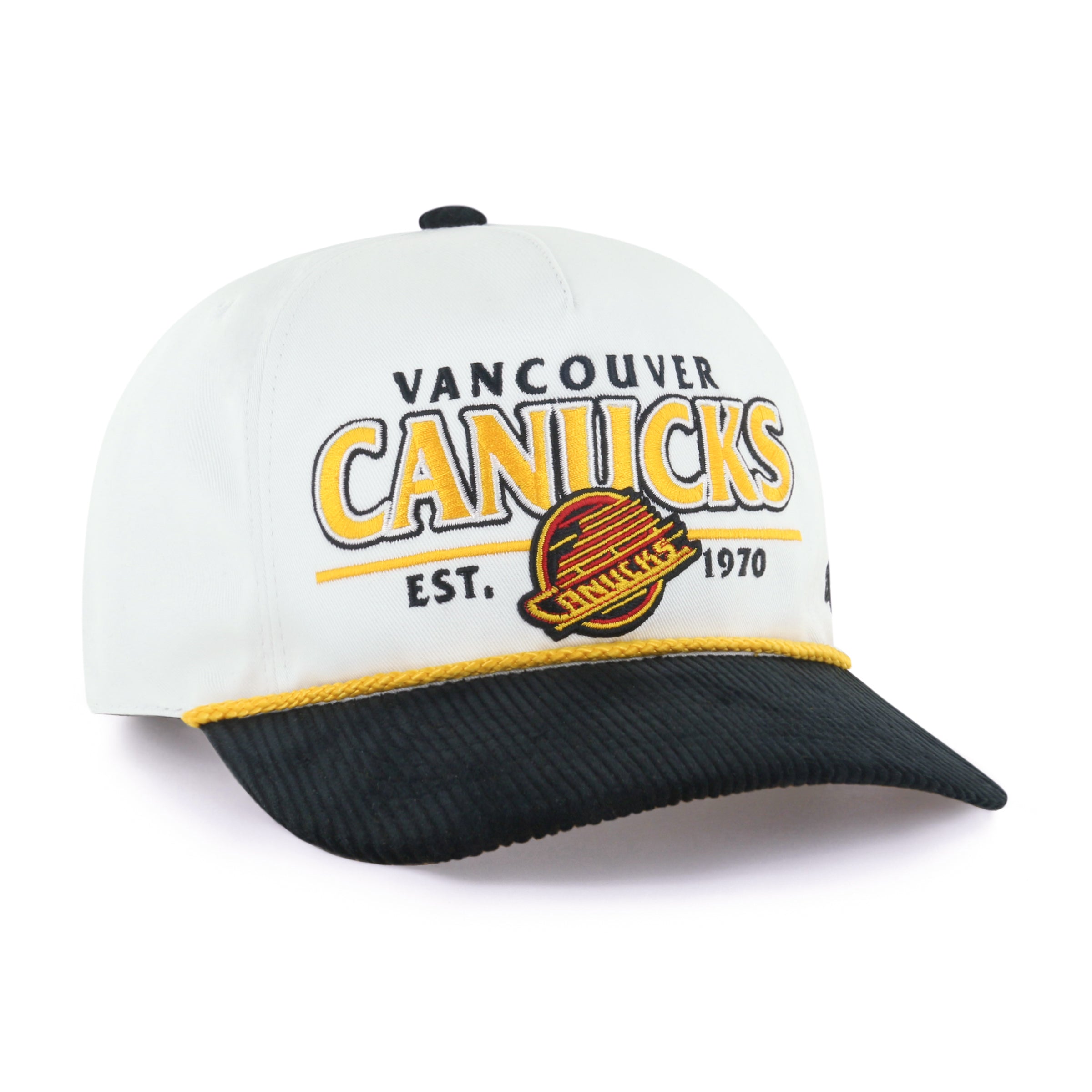 Casquette à pression en corde rustique blanche pour homme de la marque NHL 47 des Canucks de Vancouver