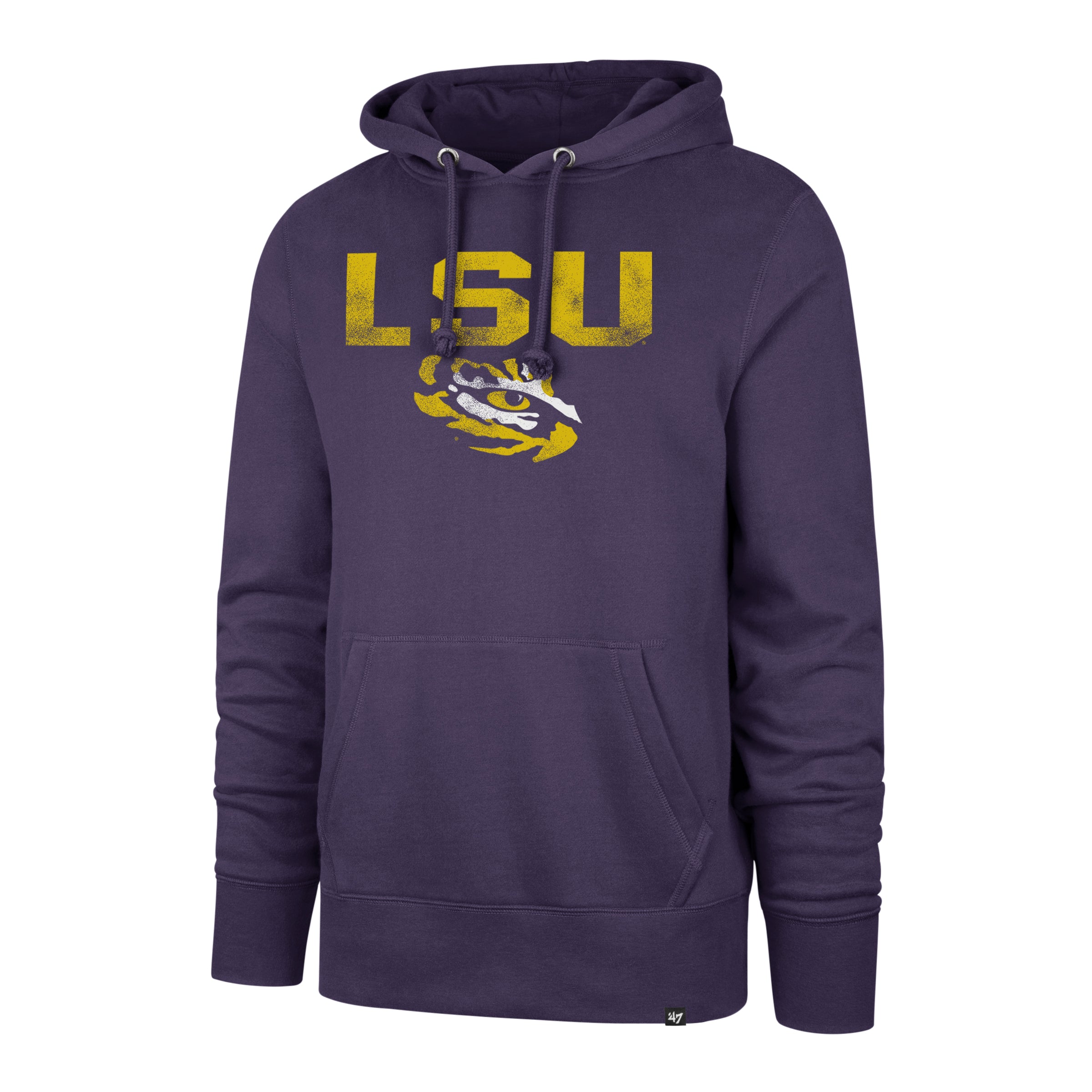 Louisiana State Tigers NCAA 47 Brand Men's Purple Imprint Distressed Headline Pullover Hoodie
