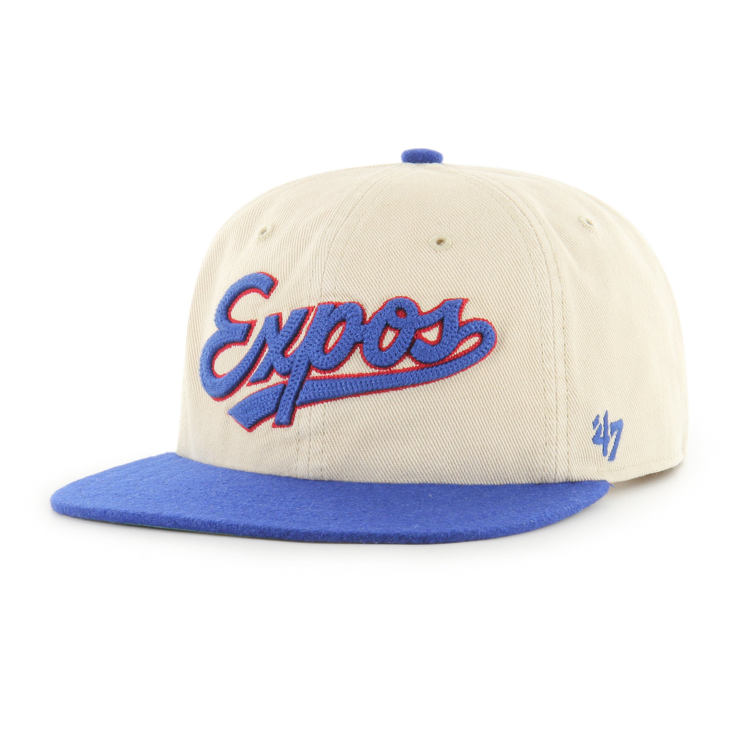 Casquette à visière snapback beige Captain RL Fieldstone des Expos de Montréal de la marque MLB 47 pour homme