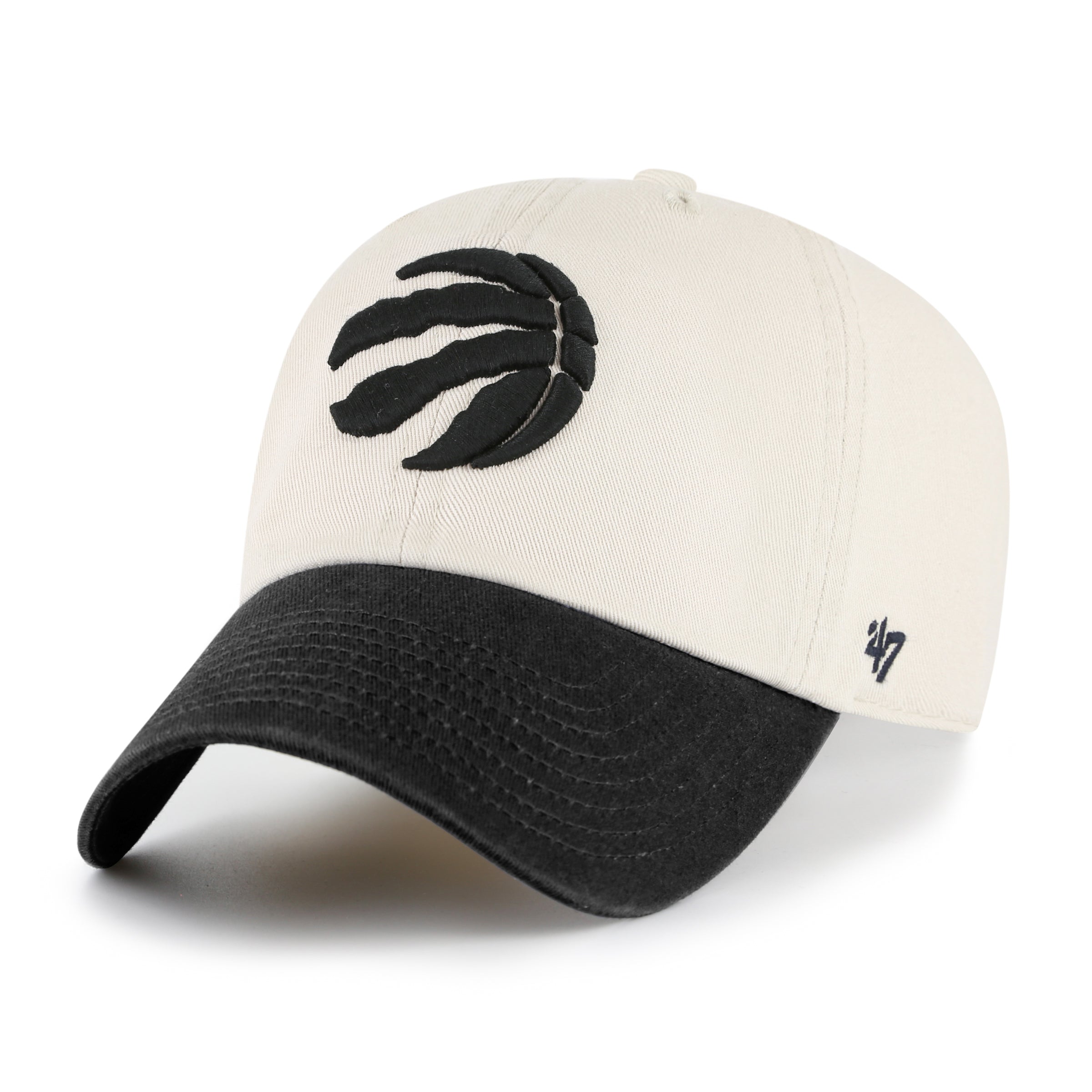 Casquette ajustable NBA 47 Brand pour homme des Toronto Raptors, crème/noir, Grand Stand Clean Up