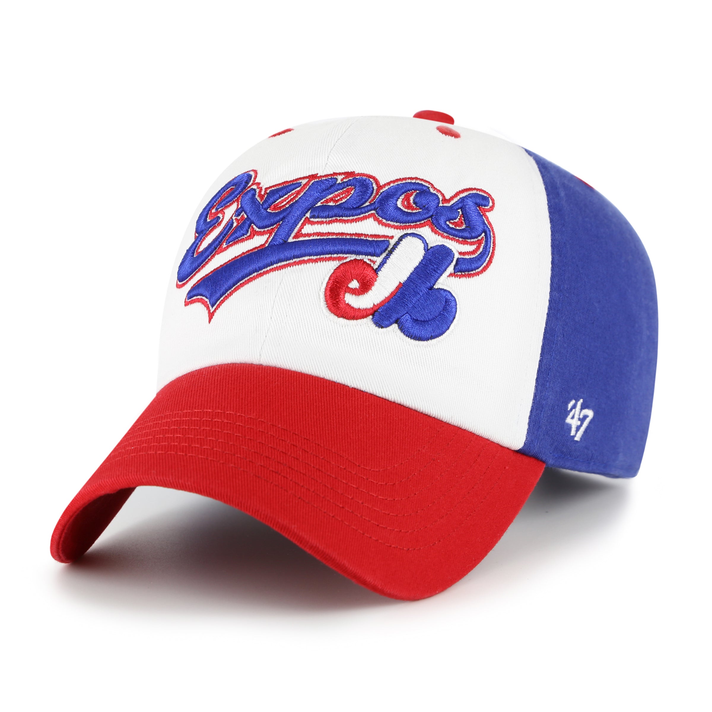 Casquette ajustable tricolore pour jeunes Expos de Montréal MLB 47 Brand Scooter Clean Up