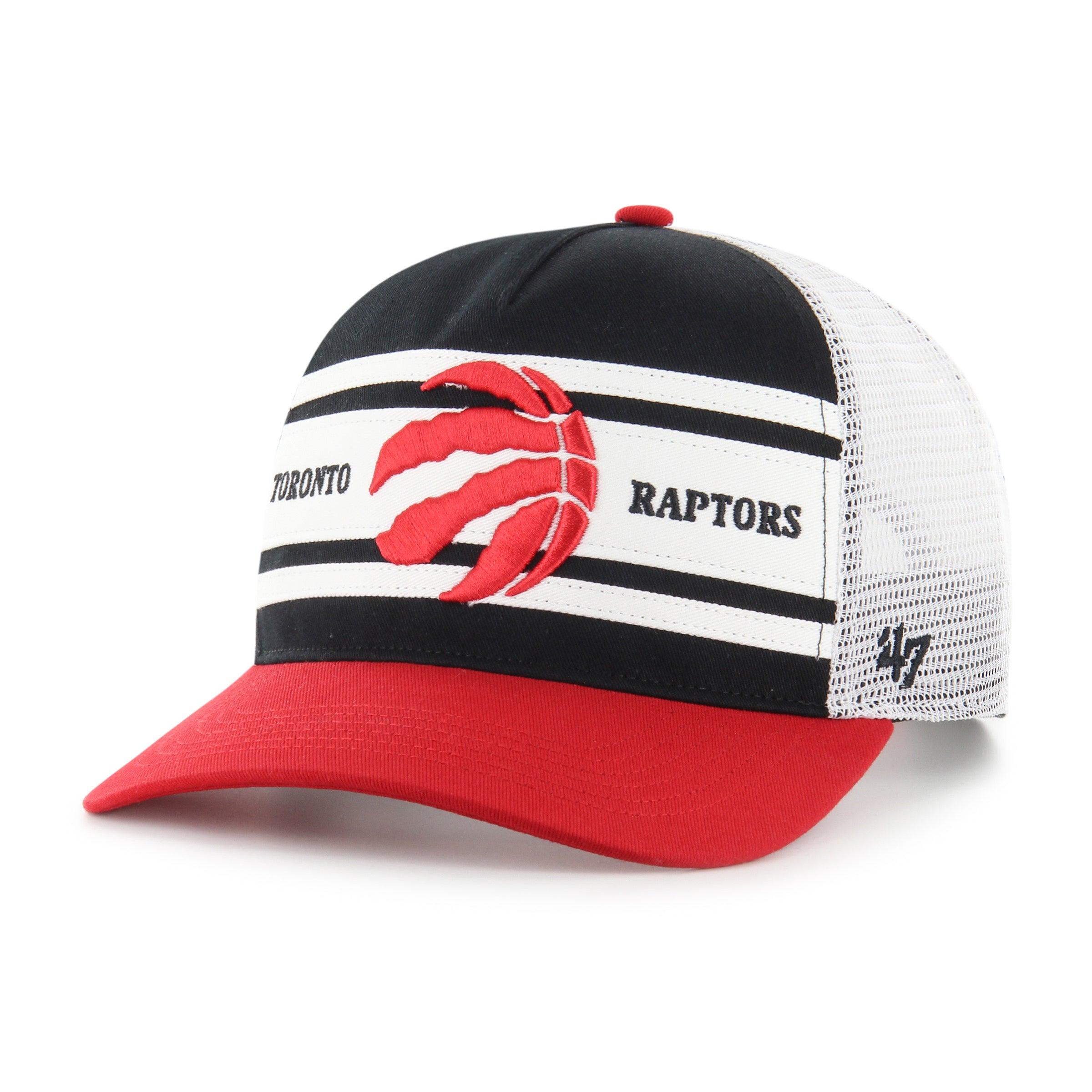 Casquette ajustable à rayures rouges et noires pour homme des Toronto Raptors NBA 47 Brand