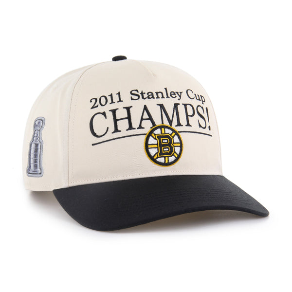 Casquette à visière plate beige et noire Tabloid Hitch RF pour homme des Bruins de Boston de la LNH 47