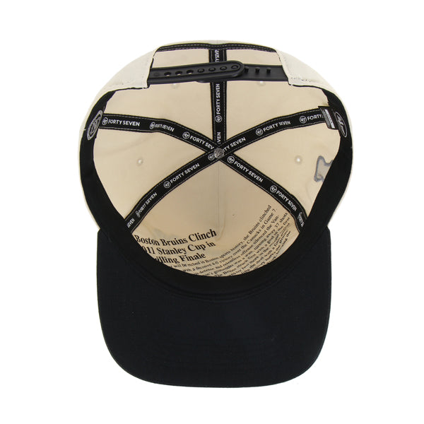 Casquette à visière plate beige et noire Tabloid Hitch RF pour homme des Bruins de Boston de la LNH 47