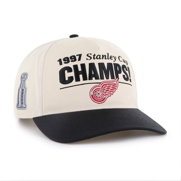 Casquette à visière plate beige et noire pour homme des Red Wings de Détroit de la LNH 47 Brand