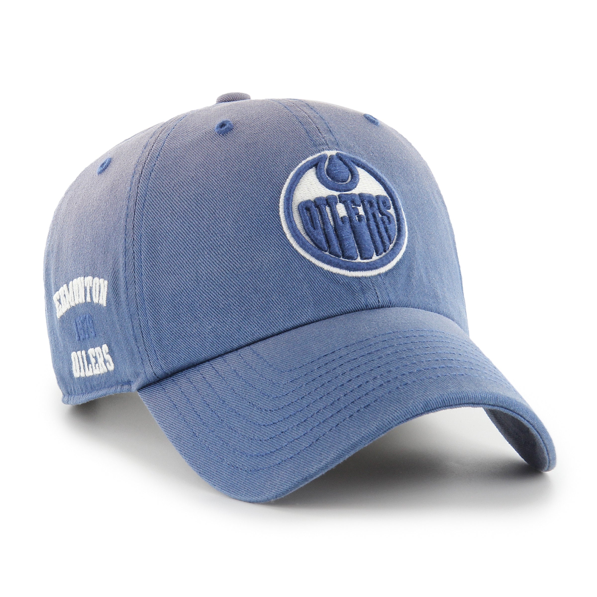 Casquette ajustable NHL 47 Brand pour homme des Oilers d'Edmonton, motif Royal Dusted Truro Clean Up