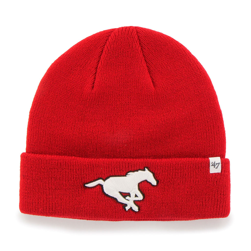 Casquette en tricot rouge à revers surélevé pour homme des Stampeders de Calgary (CFL 47)