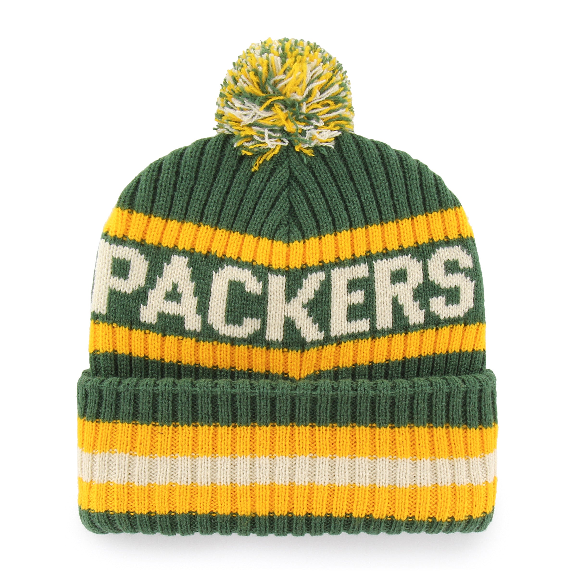 Green Bay Packers NFL 47 Brand Men's Green/Yellow Bering Cuff Pom Knit