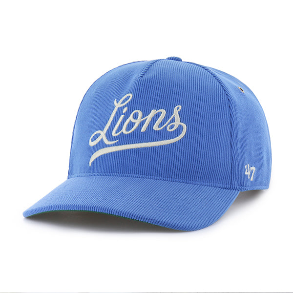 Detroit Lions NFL 47 Brand Men's Light Blue Golden Age Corduroy Hitch Strap back