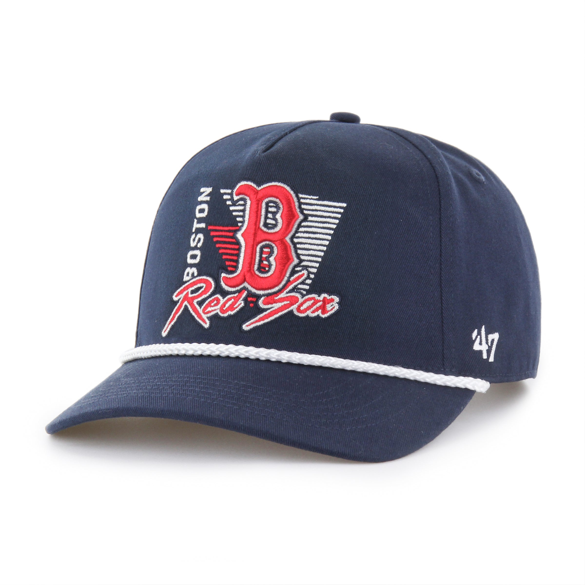 Casquette snapback MLB 47 Brand pour homme, bleu marine, avec corde à nouer, des Red Sox de Boston