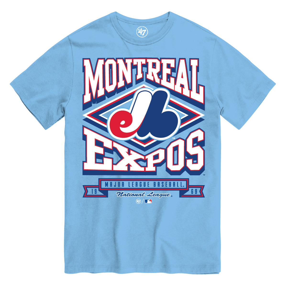 T-shirt bleu clair pour homme des Expos de Montréal de la marque MLB 47