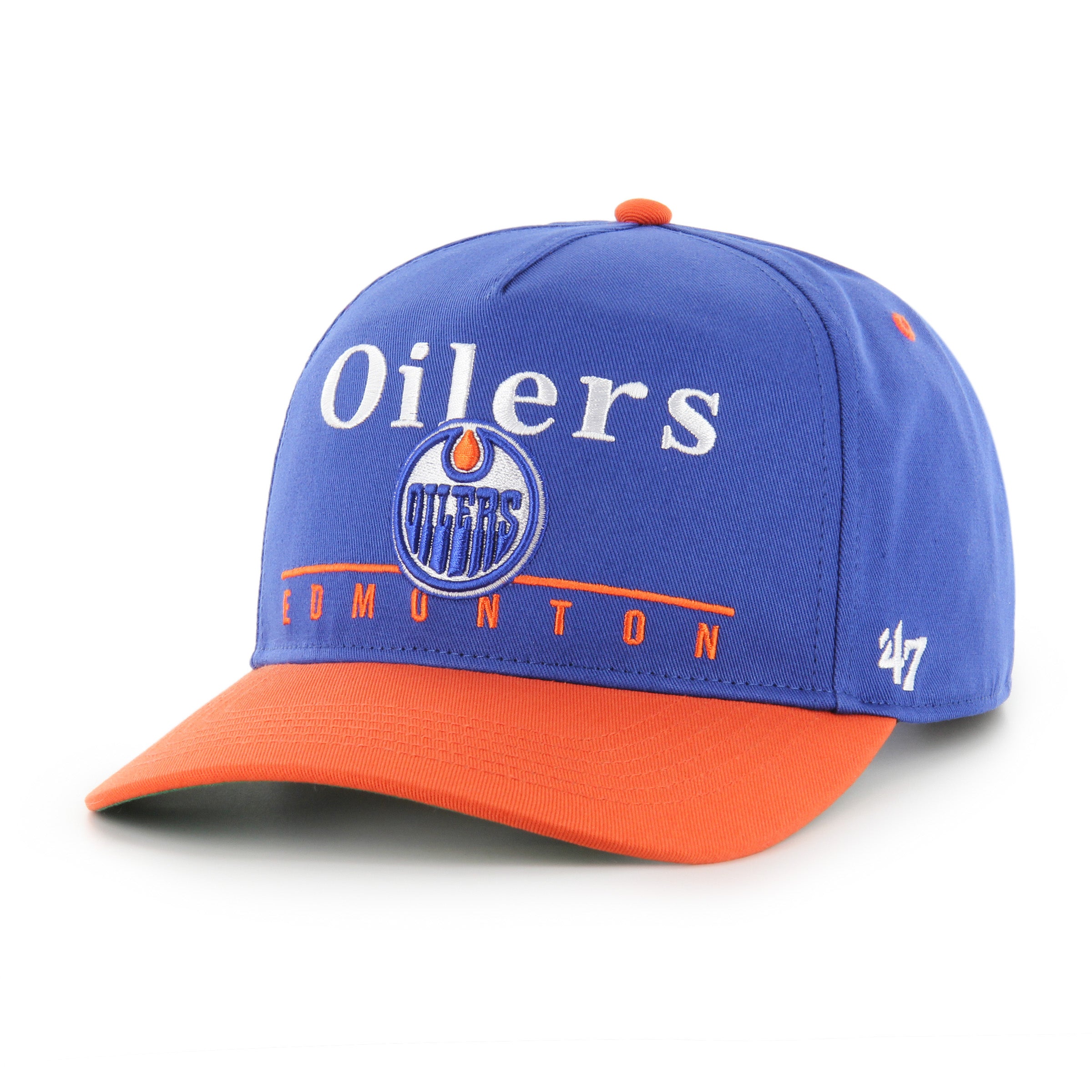 Casquette snapback Super Hitch bleu roi/orange des Oilers d'Edmonton de la LNH pour homme