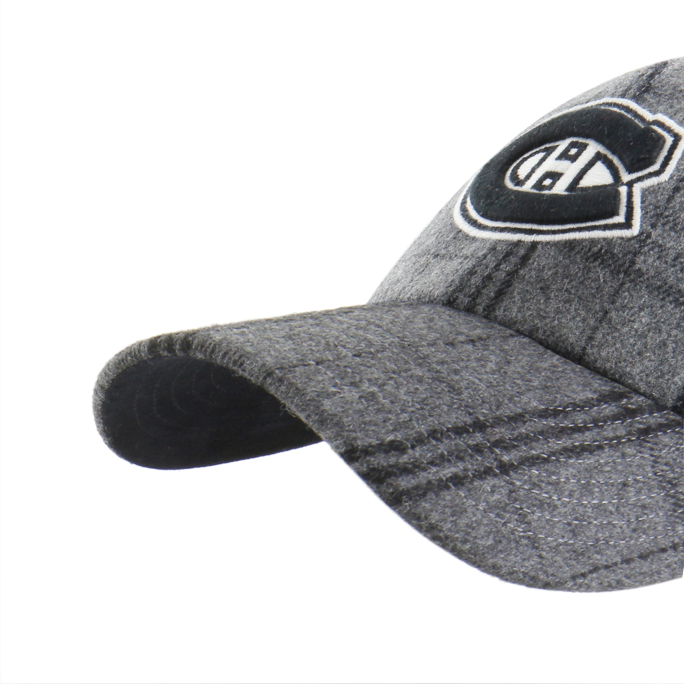 Montreal Canadiens NHL 47 Brand Men's Grey Black Plaid Windowpane Clean Up Adjustable Hat