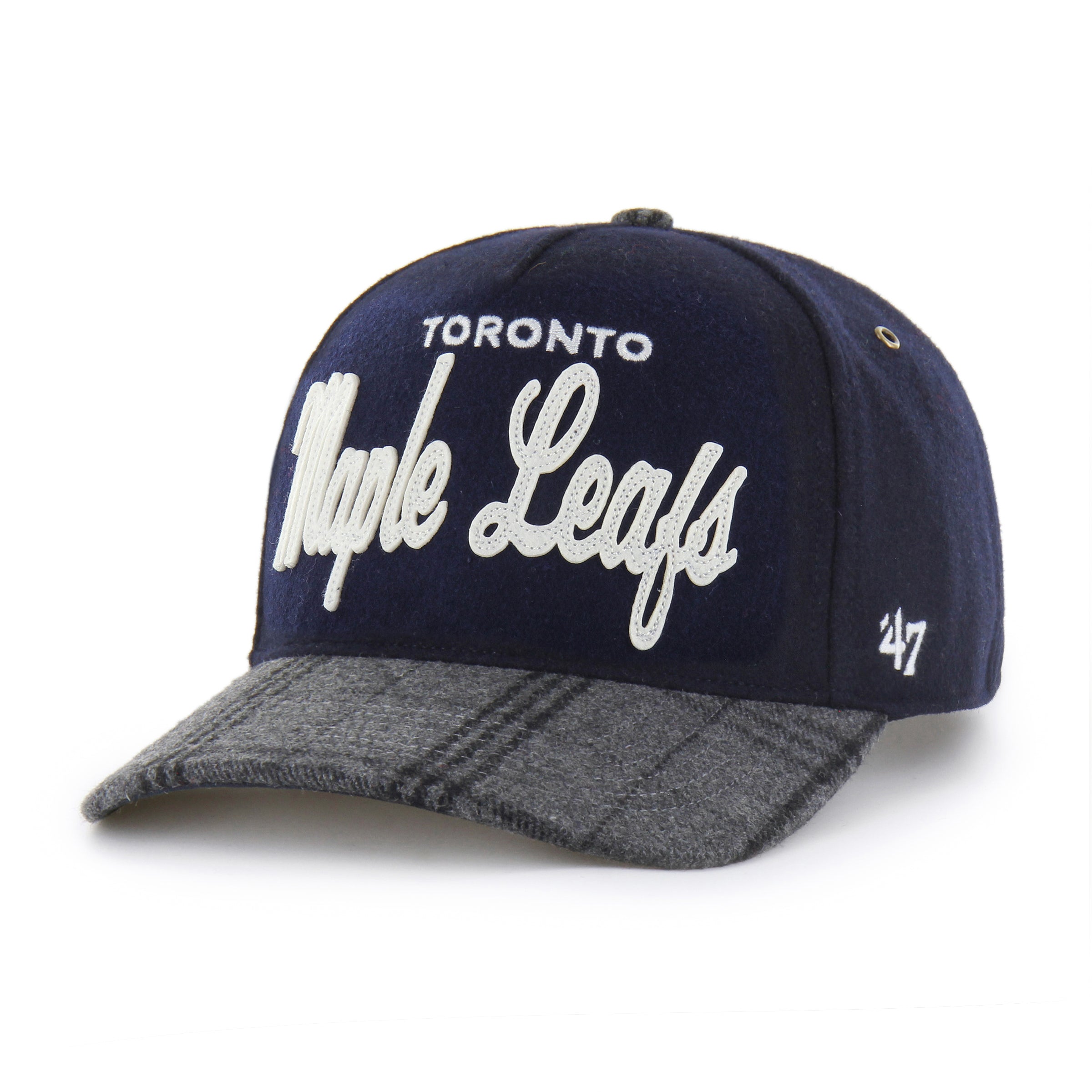 Casquette snapback à carreaux bleu marine Toronto Maple Leafs NHL 47 Brand pour homme