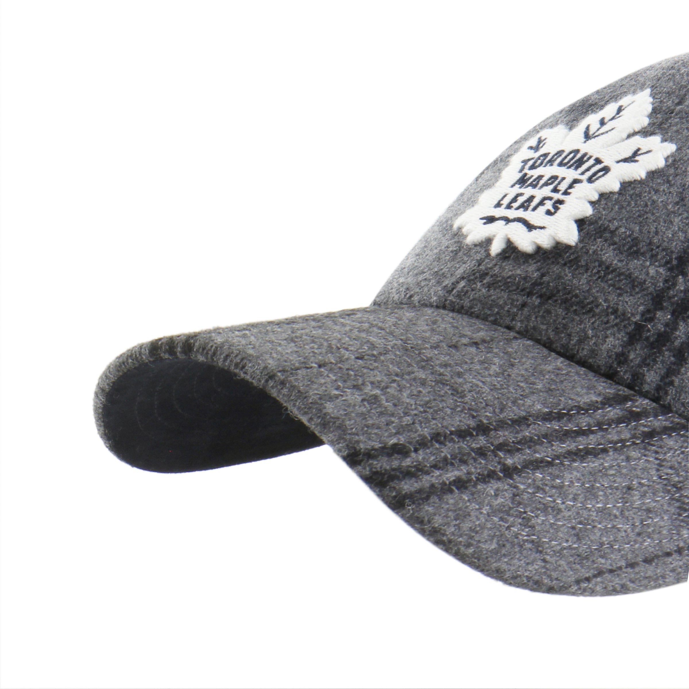 Toronto Maple Leafs NHL 47 Brand Men's Grey Black Plaid Windowpane Clean Up Adjustable Hat