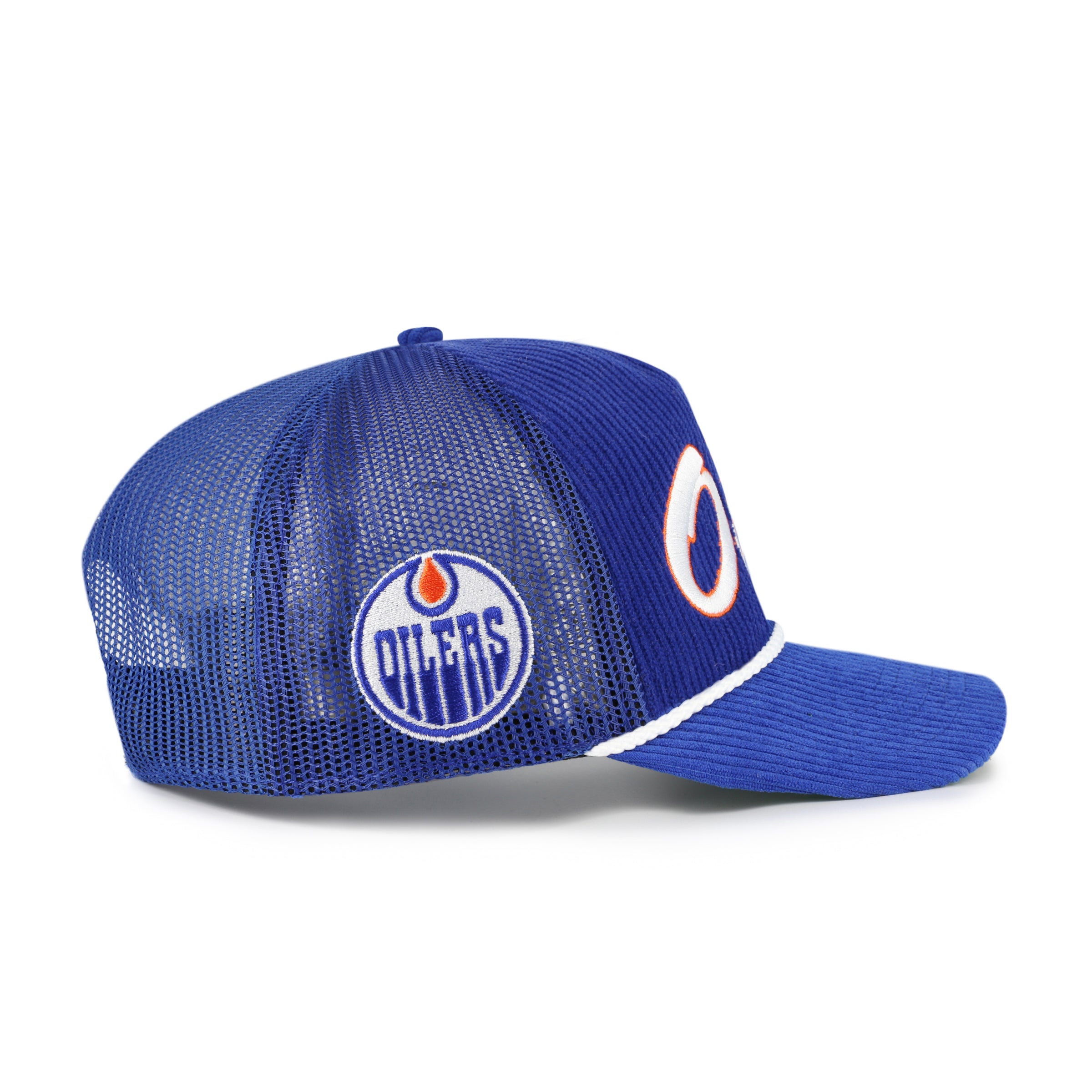 Edmonton Oilers NHL 47 Brand Men's Royal Double Header Mesh Hitch Snapback