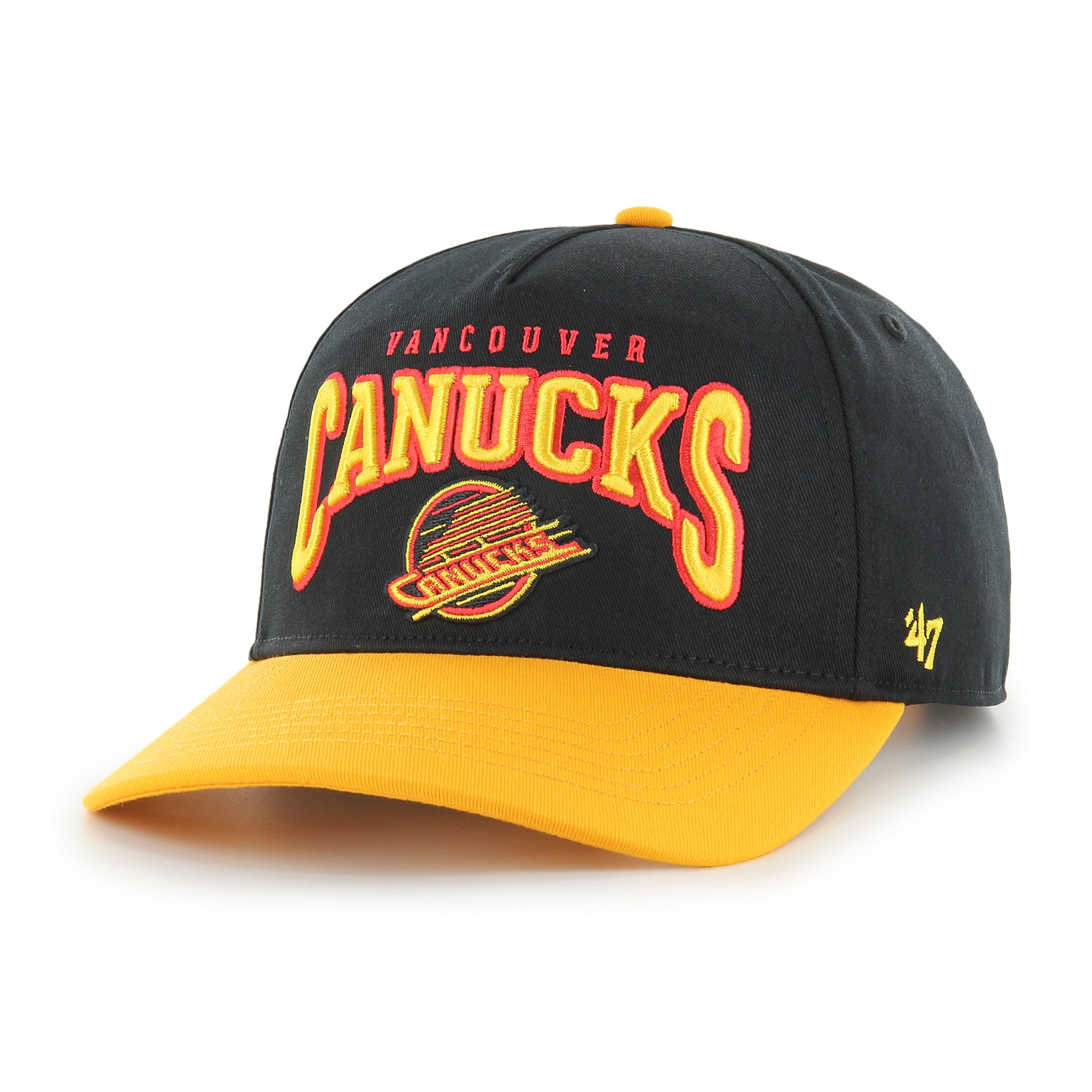 Casquette de chantier noire pour homme Vancouver Canucks NHL 47 Brand à fermeture snapback