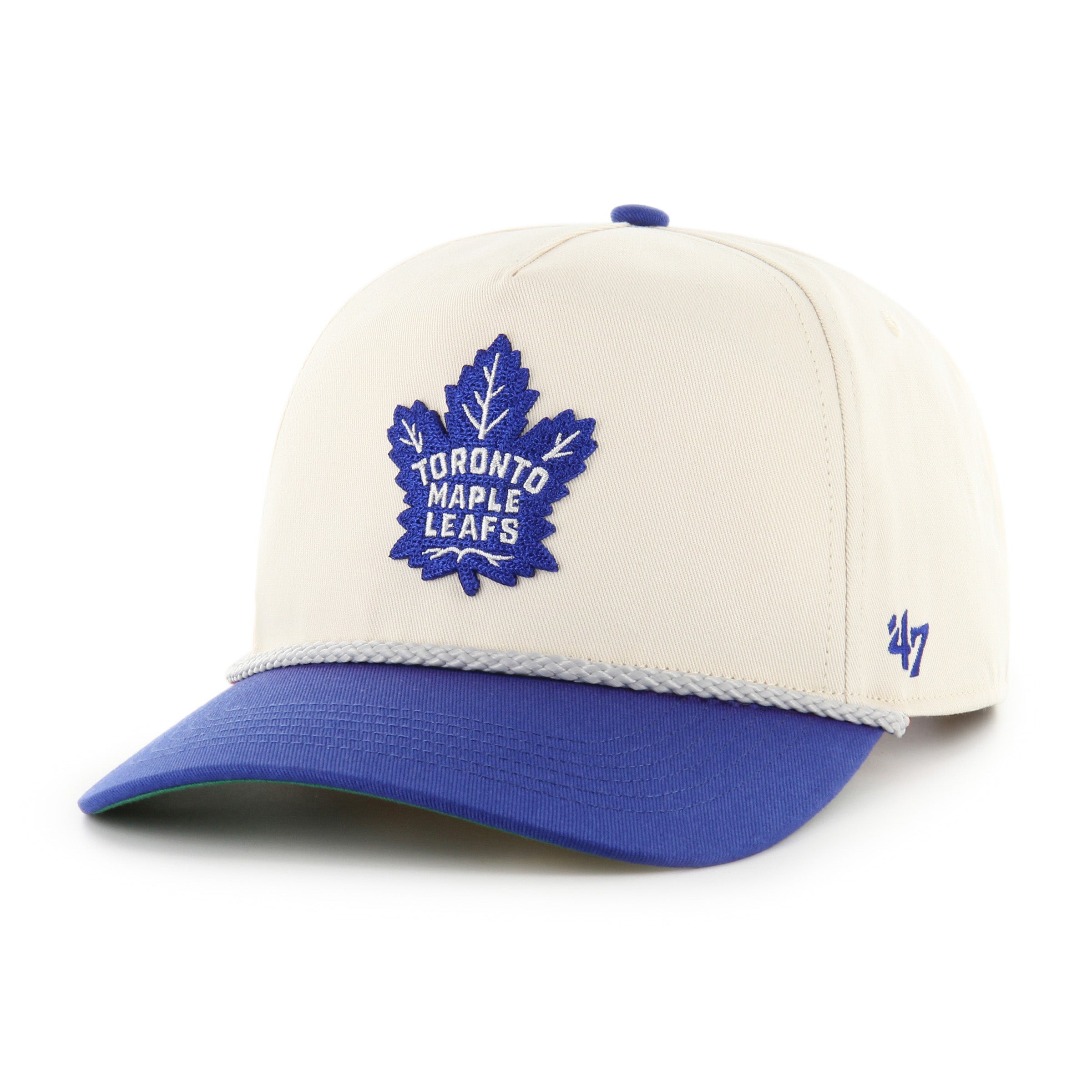 Casquette ajustable Toronto Maple Leafs NHL 47 Brand pour homme, bicolore naturelle, à nœud en corde