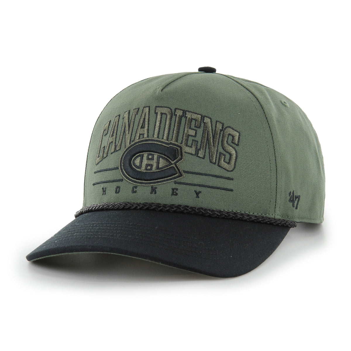 Casquette ajustable Roscoe verte pour homme de la LNH des Canadiens de Montréal, avec option corde