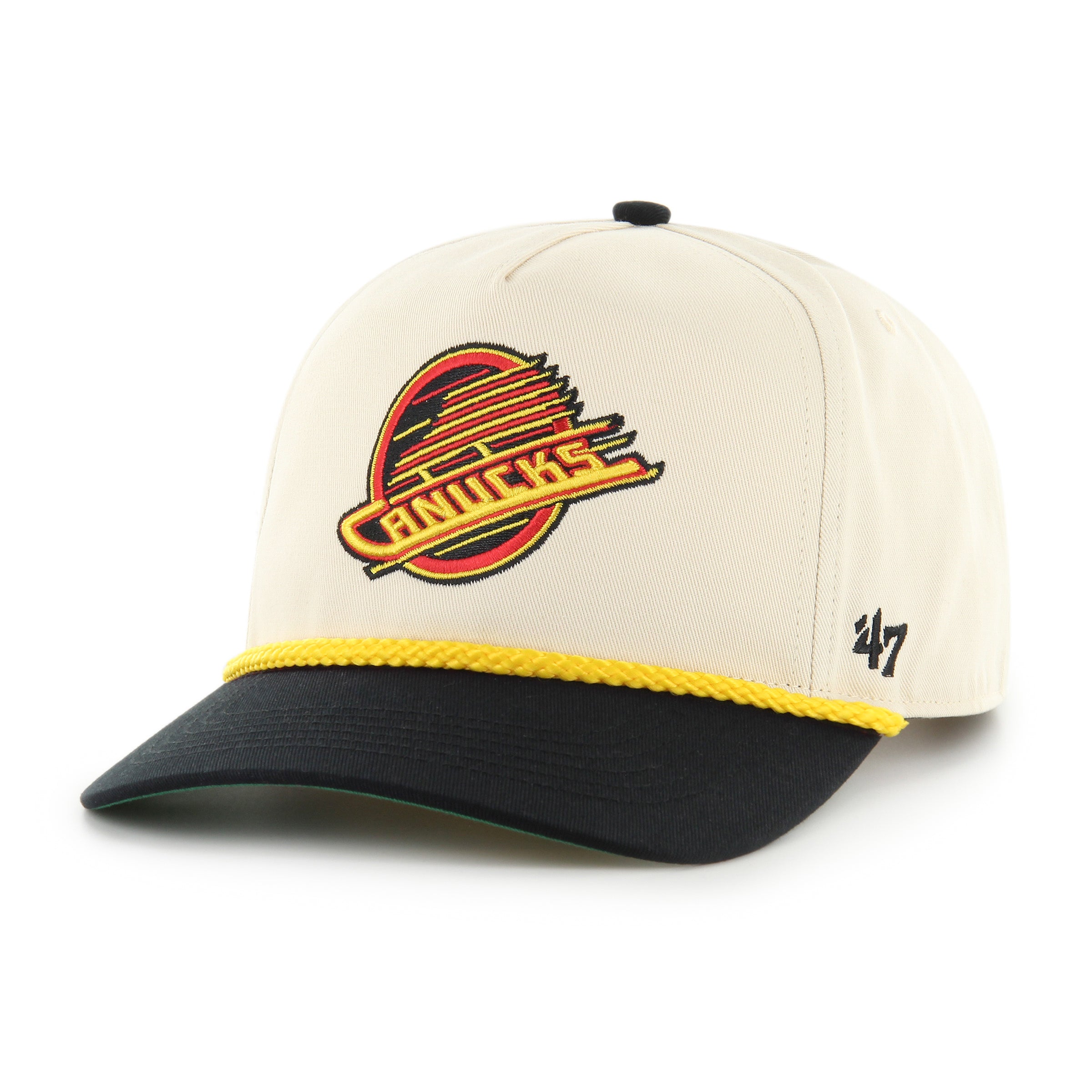 Casquette ajustable Vancouver Canucks NHL 47 Brand pour homme, bicolore naturelle, à nœud en corde