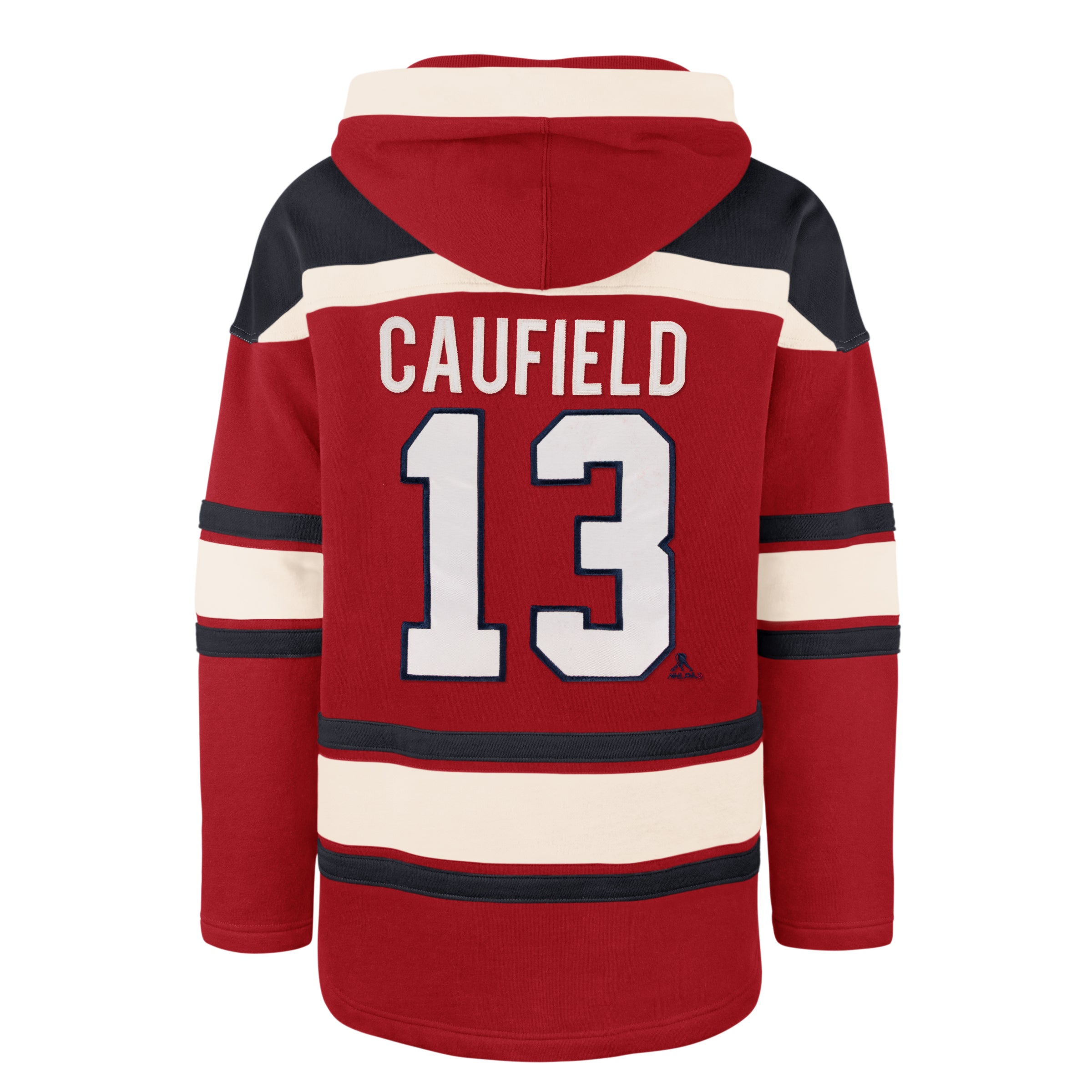 Cole Caufield Montreal Canadiens NHL 47 Brand Men's Red Heavyweight Lacer Hoodie