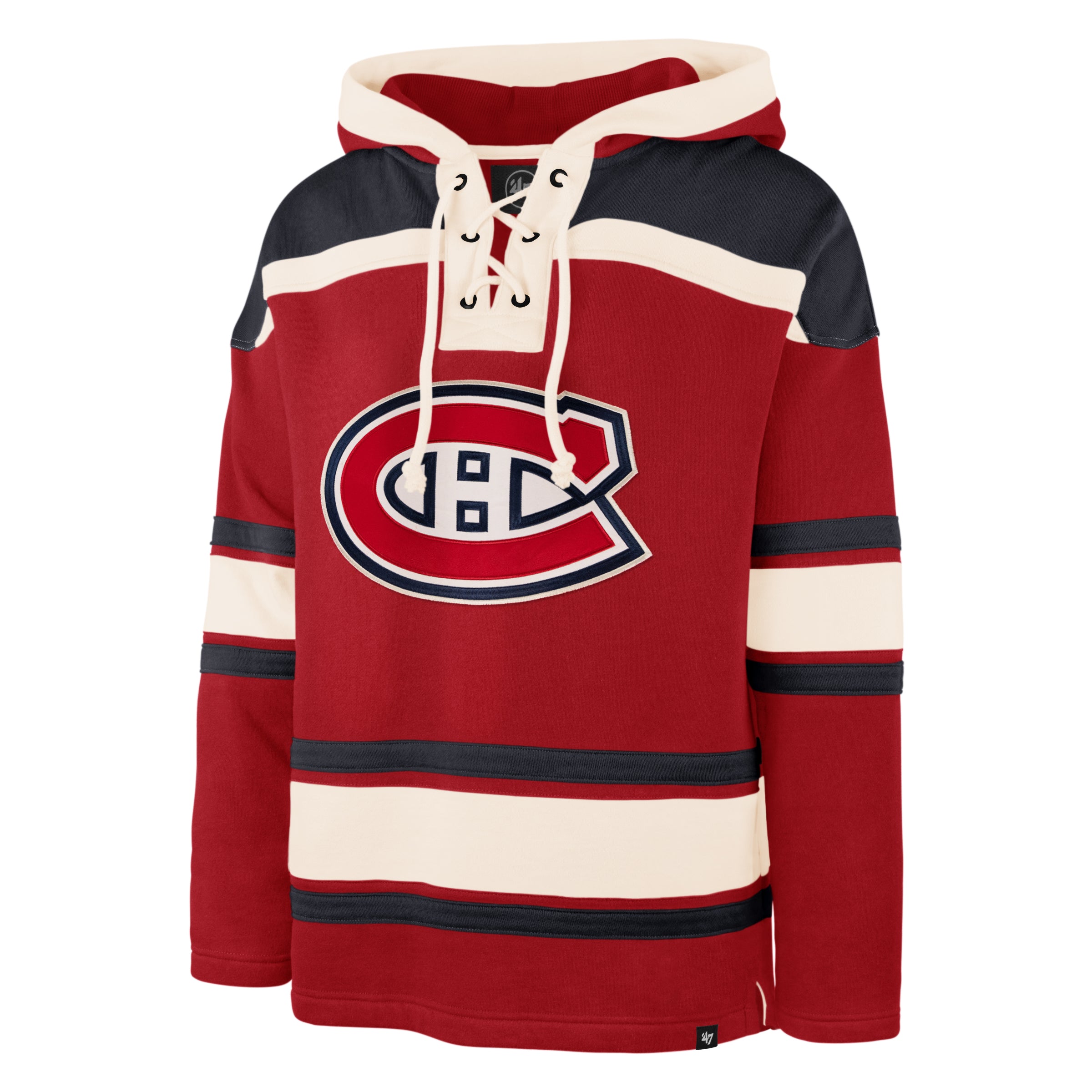 Cole Caufield Montreal Canadiens NHL 47 Brand Men's Red Heavyweight Lacer Hoodie