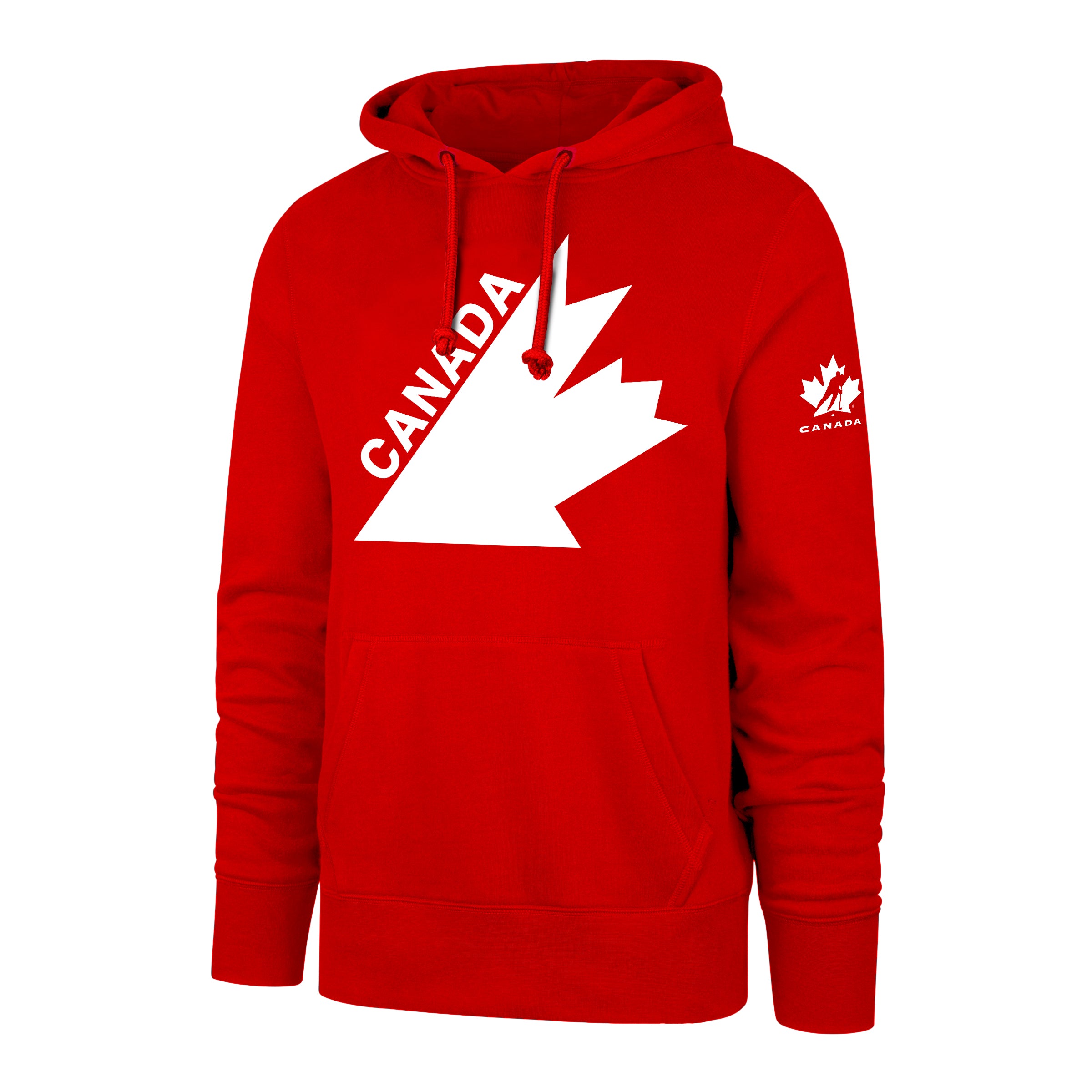Sweat à capuche rouge pour homme Hockey Canada IIHF 47 Brand avec logo imprimé de 1976