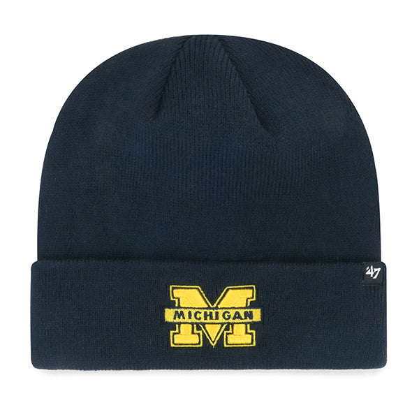Michigan Wolverines NCAA 47 Brand Men's Navy Raised Cuff Knit Hat