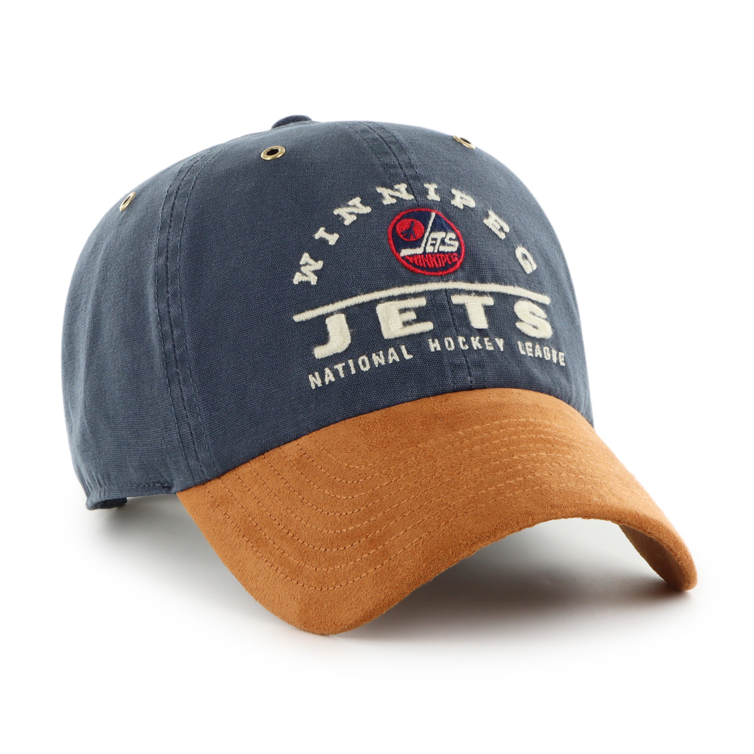 Casquette ajustable Winnipeg Jets NHL 47 Brand Windham en daim bleu marine, modèle Clean Up.