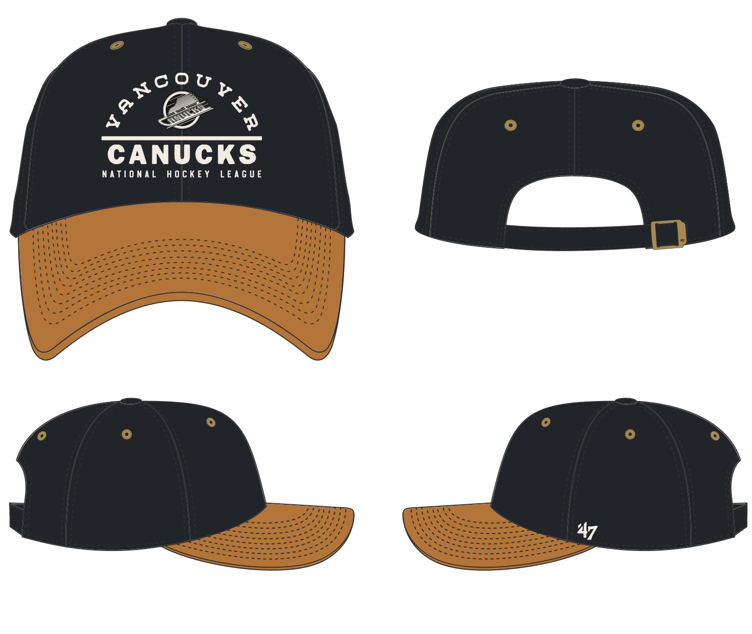 Casquette ajustable en daim noir Windham Clean Up pour homme des Canucks de Vancouver (NHL) de la marque 47 Brand