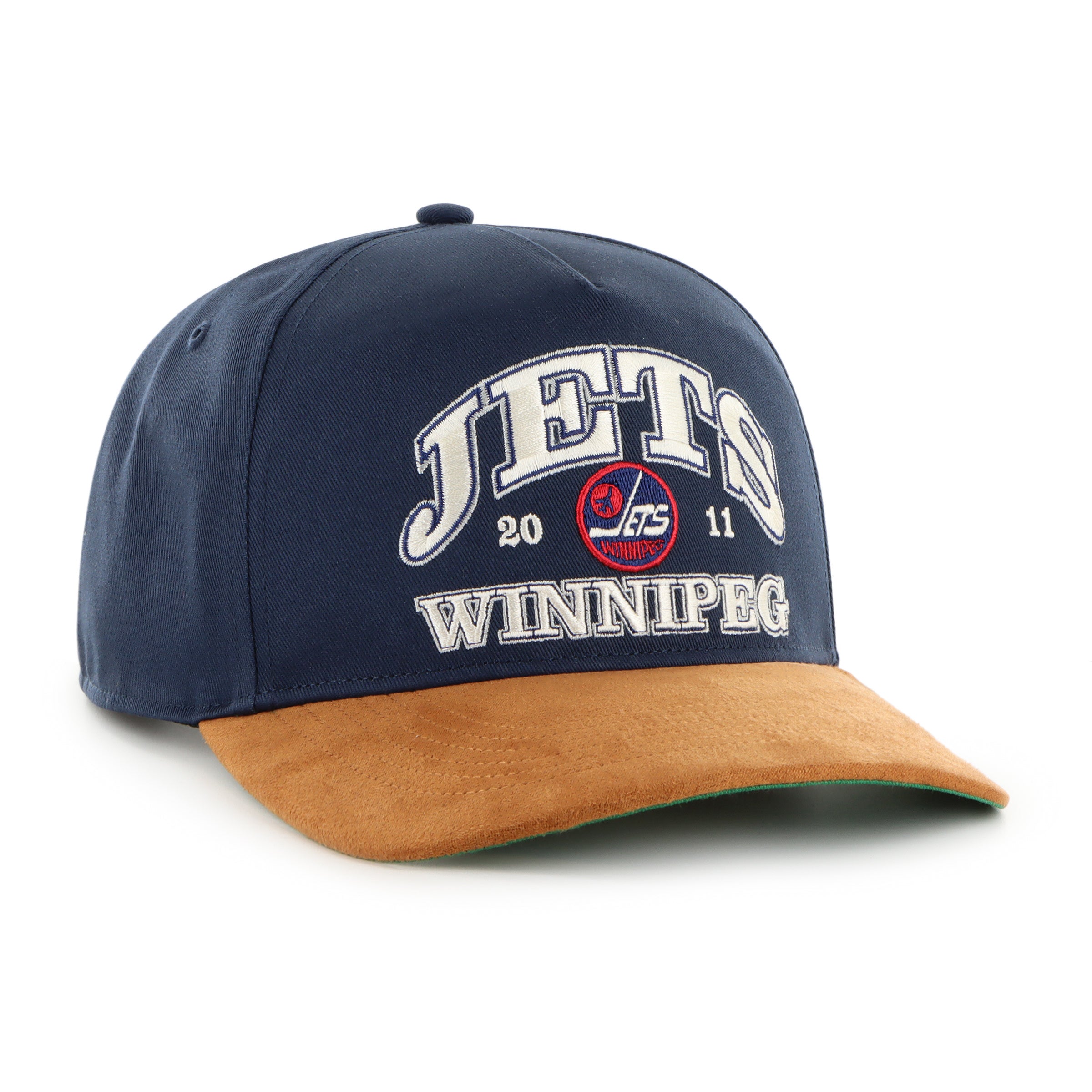 Casquette snapback en daim bleu marine Break Wood des Jets de Winnipeg (NHL) de la marque 47 Brand