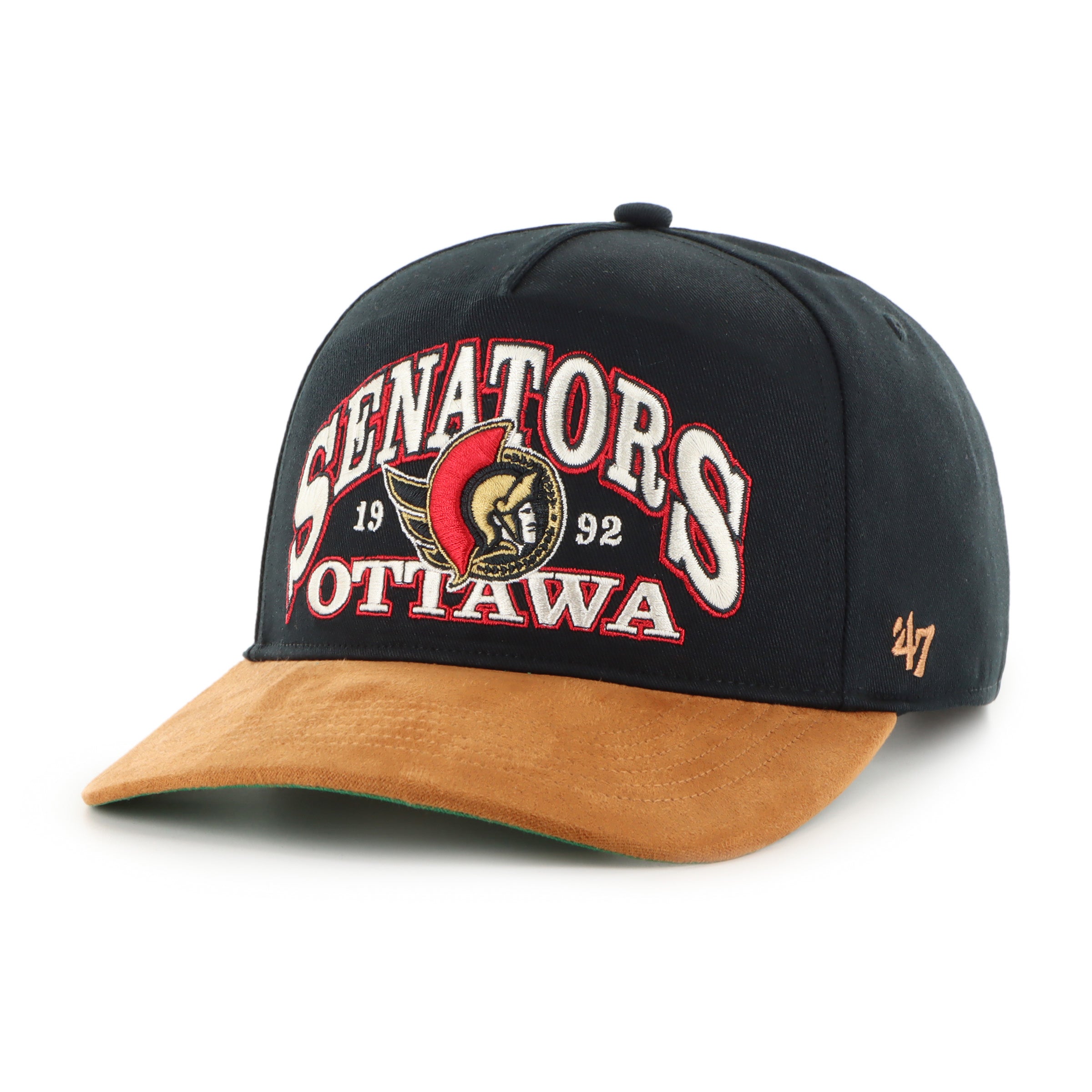 Casquette snapback noire en daim Break Wood des Sénateurs d'Ottawa (NHL) de la marque 47 Brand