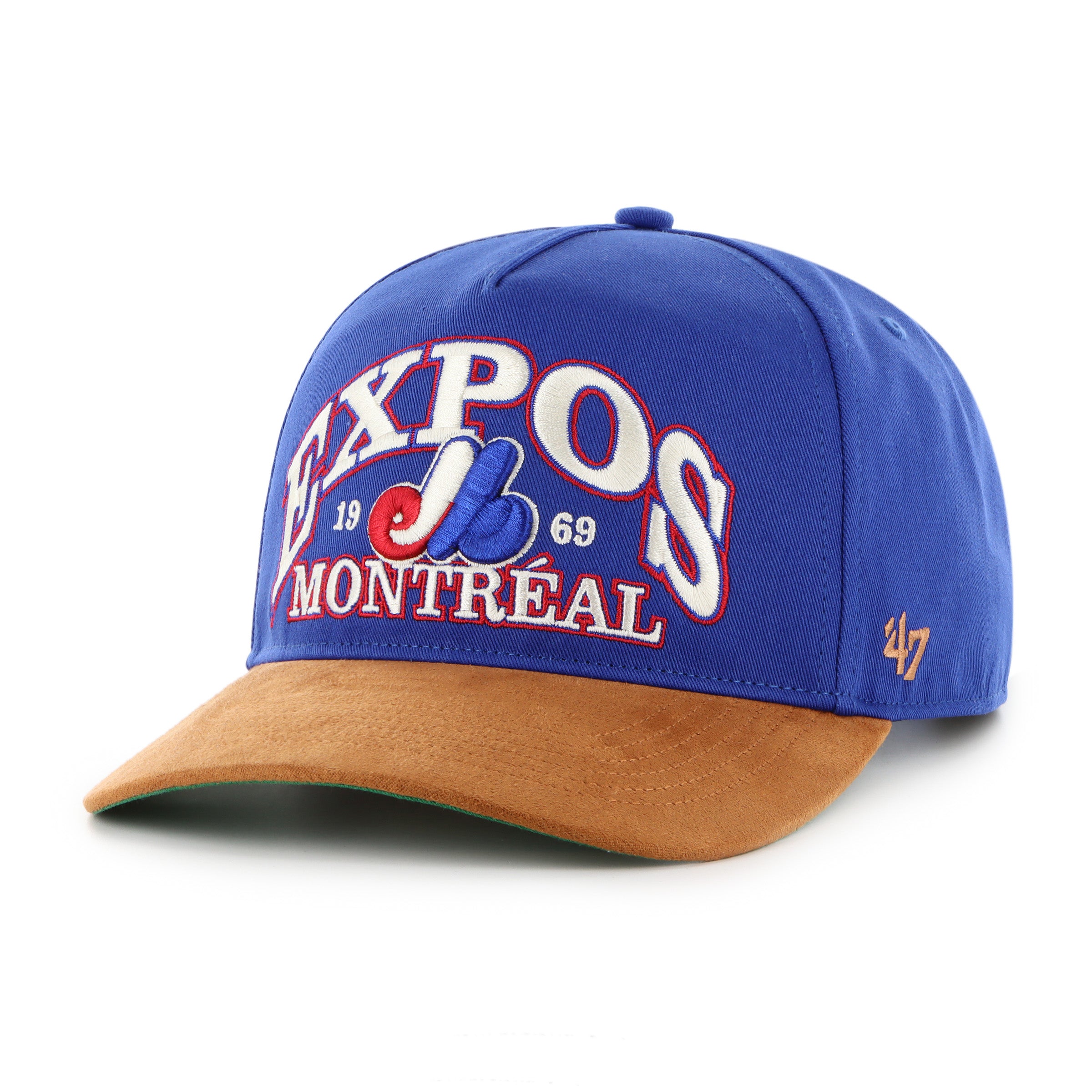 Montreal Expos NHL 47 Brand Men's Royal Break Wood Suede Hitch Snapback Hat