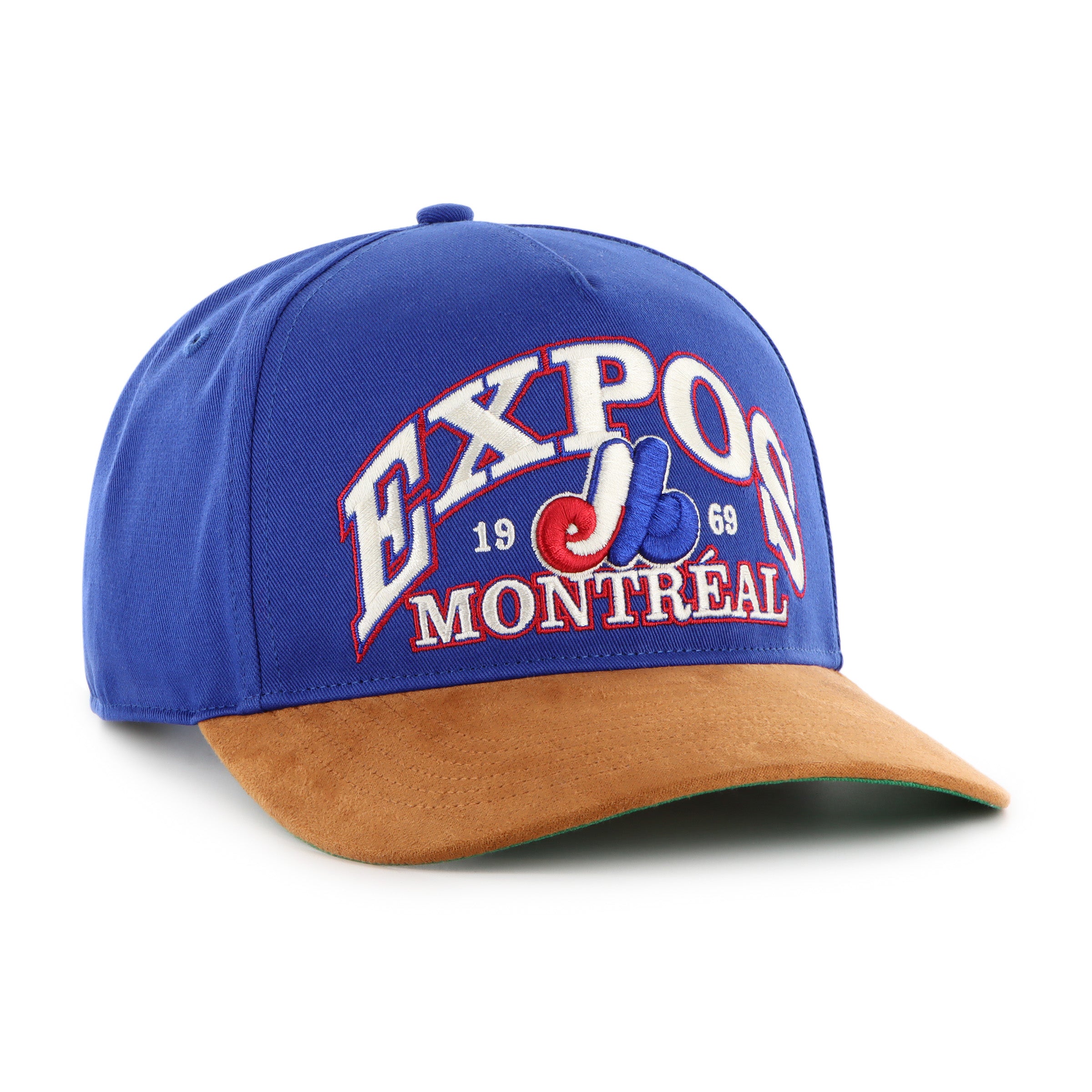 Montreal Expos NHL 47 Brand Men's Royal Break Wood Suede Hitch Snapback Hat