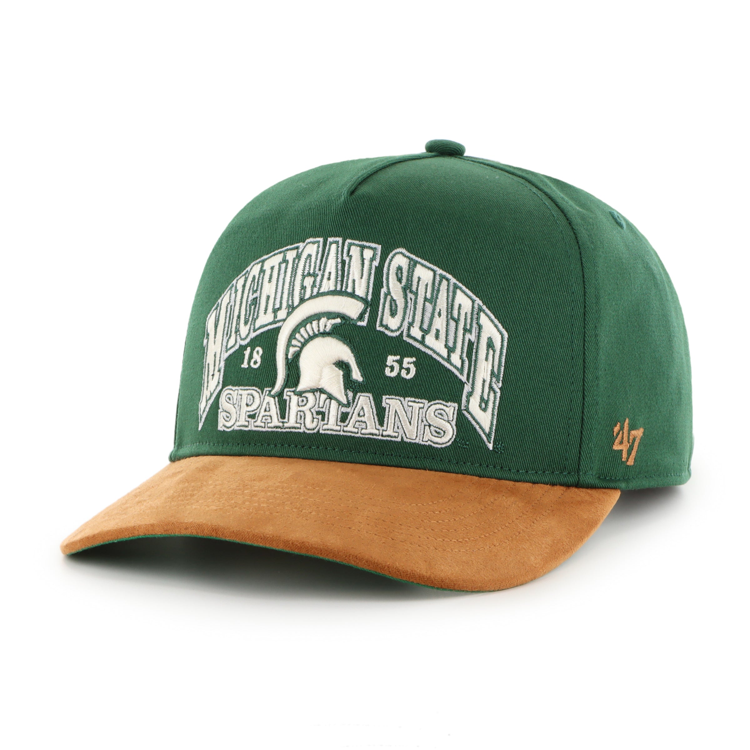 Casquette snapback en daim vert Break Wood des Spartans de l'Université d'État du Michigan (NCAA) de la marque 47 pour homme