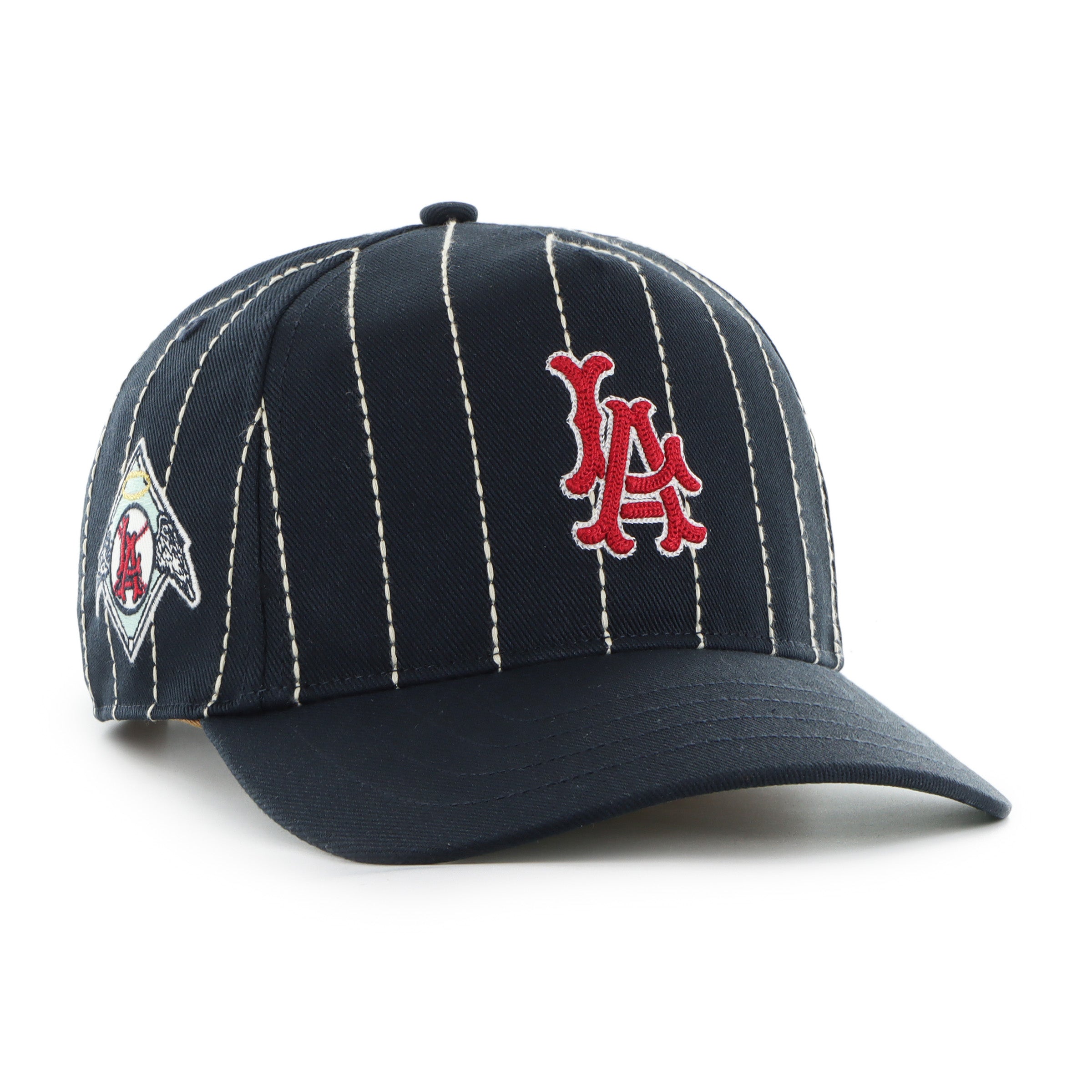 Los Angeles Angels MLB 47 Brand Men's Black Rawlings Pinstripe Hitch Adjustable Hat