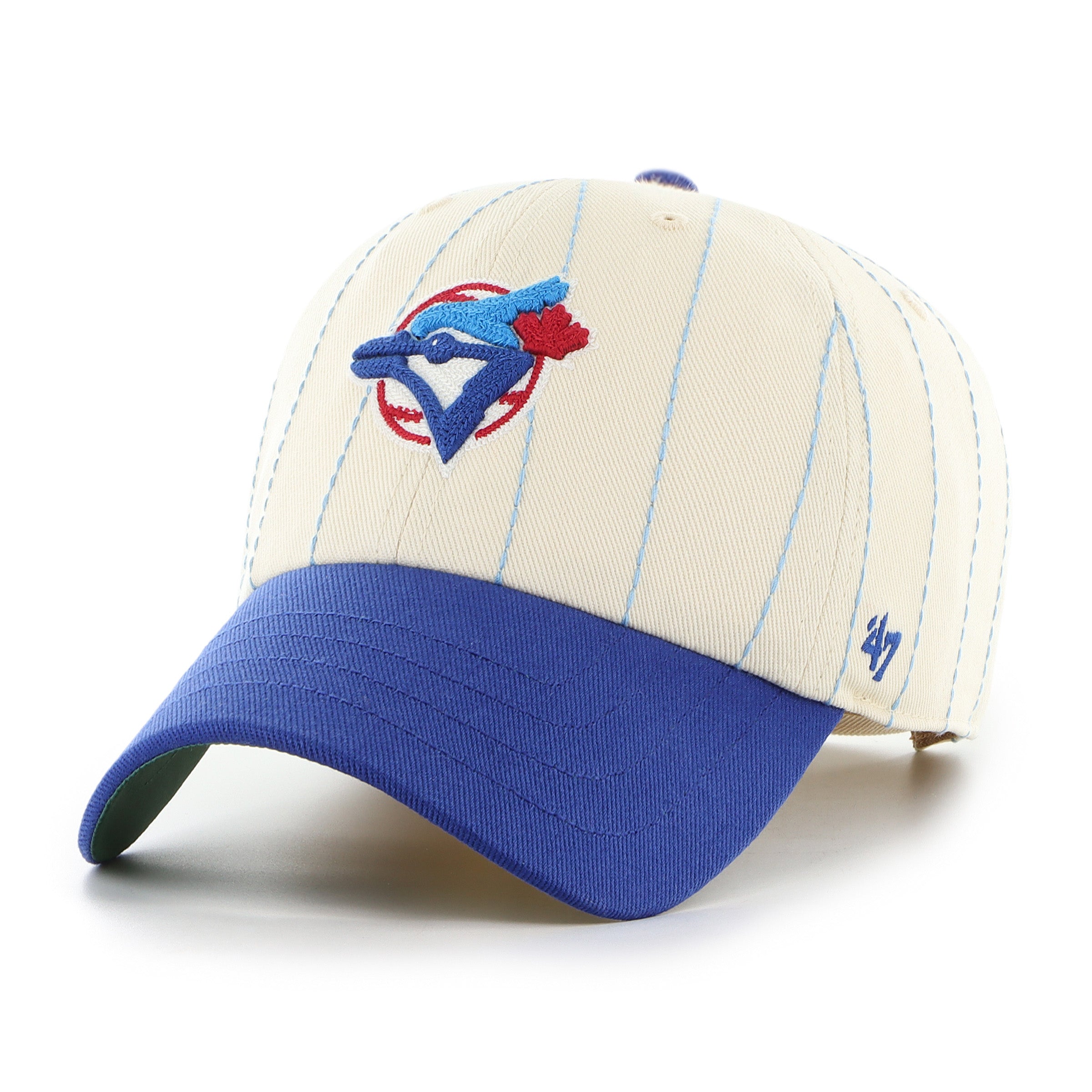 Toronto Blue Jays MLB 47 Brand Men's Beige Rawlings Pinstripe Clean Up Adjustable Hat