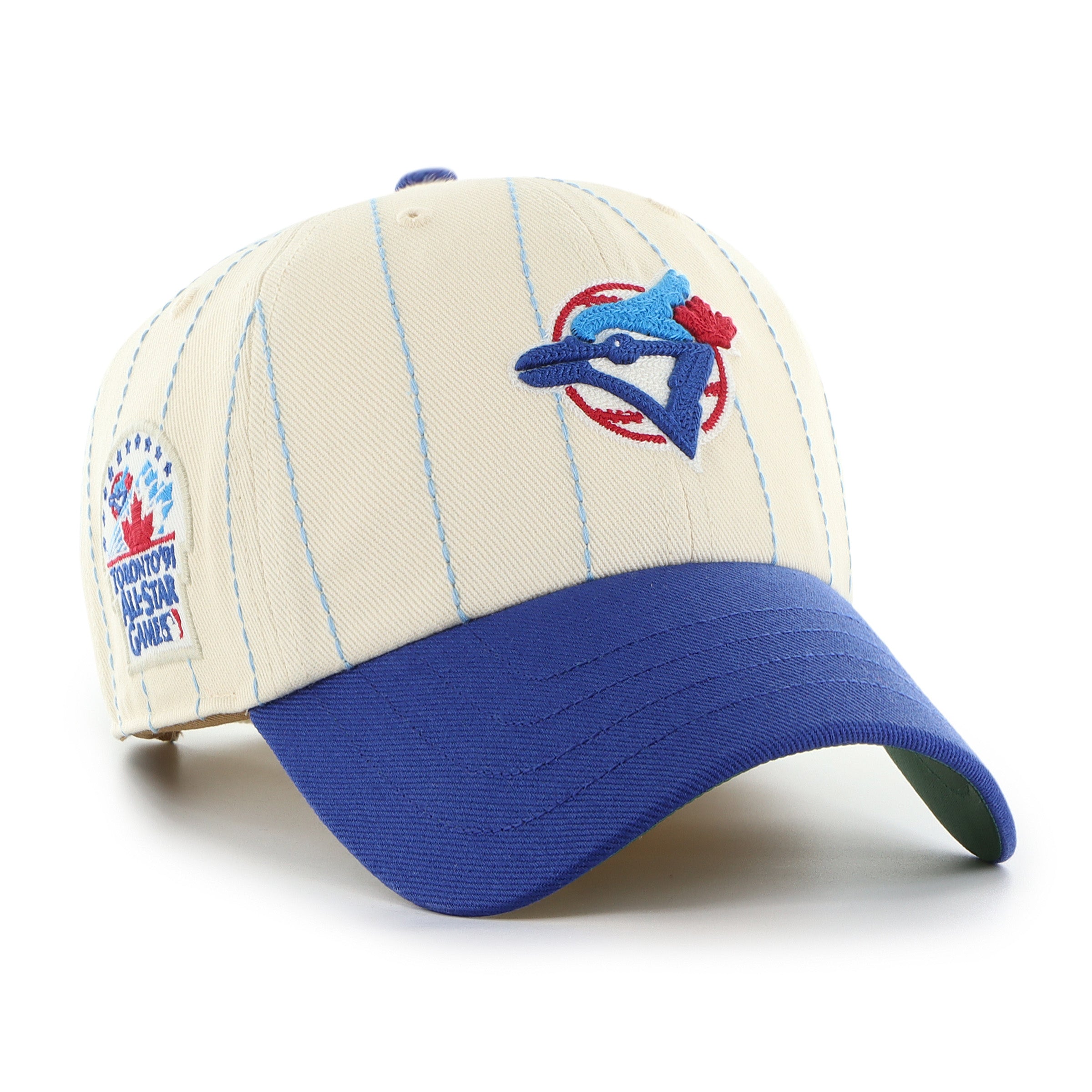 Toronto Blue Jays MLB 47 Brand Men's Beige Rawlings Pinstripe Clean Up Adjustable Hat