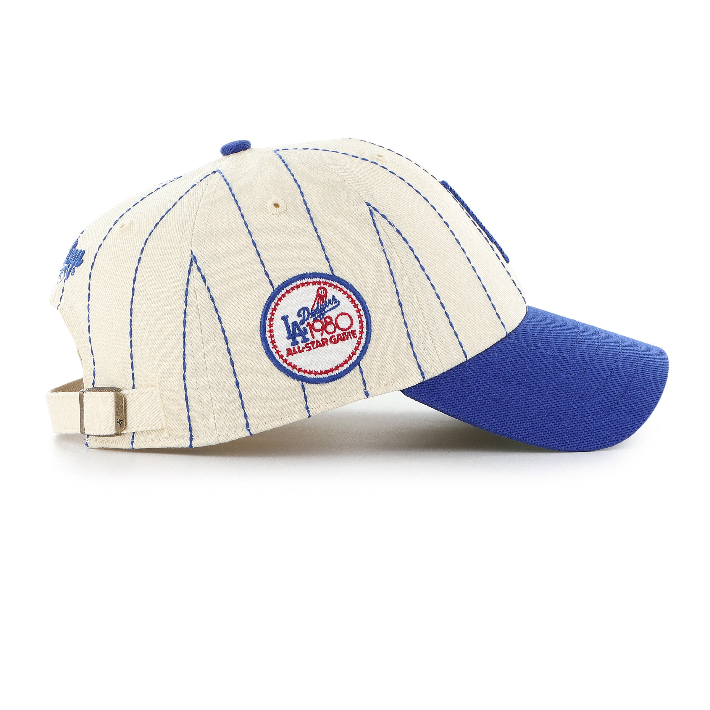 Los Angeles Dodgers MLB 47 Brand Men's Beige Rawlings Pinstripe Clean Up Adjustable Hat