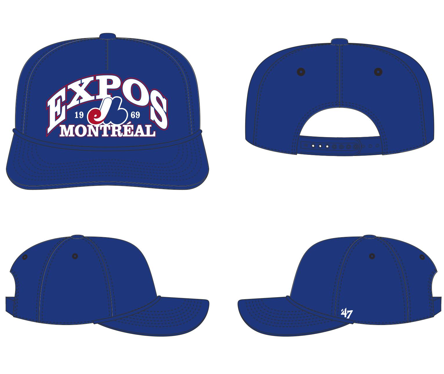Casquette snapback pour homme Montreal Expos MLB 47 Brand Royal Break Wood Hitch