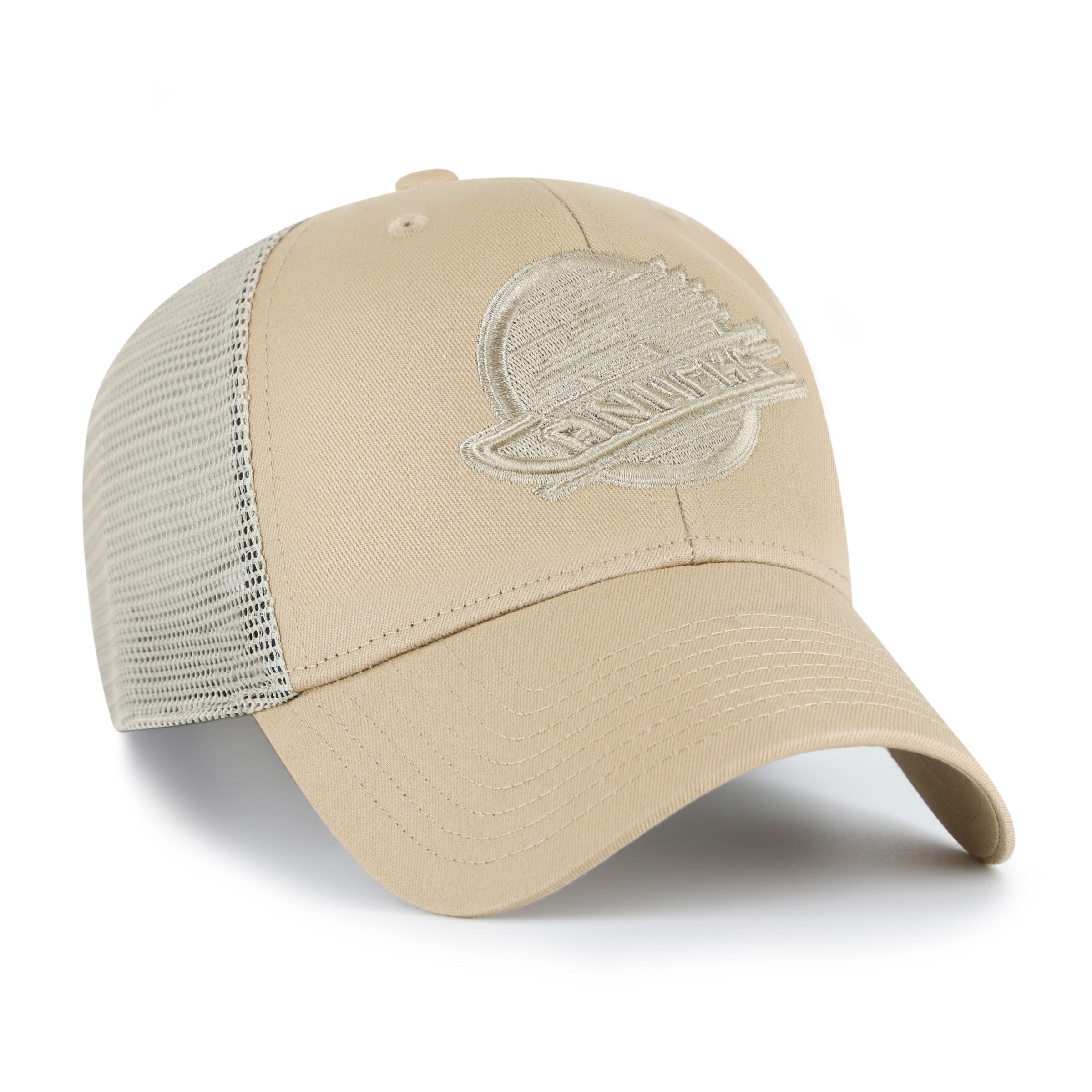Vancouver Canucks NHL 47 Brand Men's Branson Khaki MVP Trucker Snapback Hat