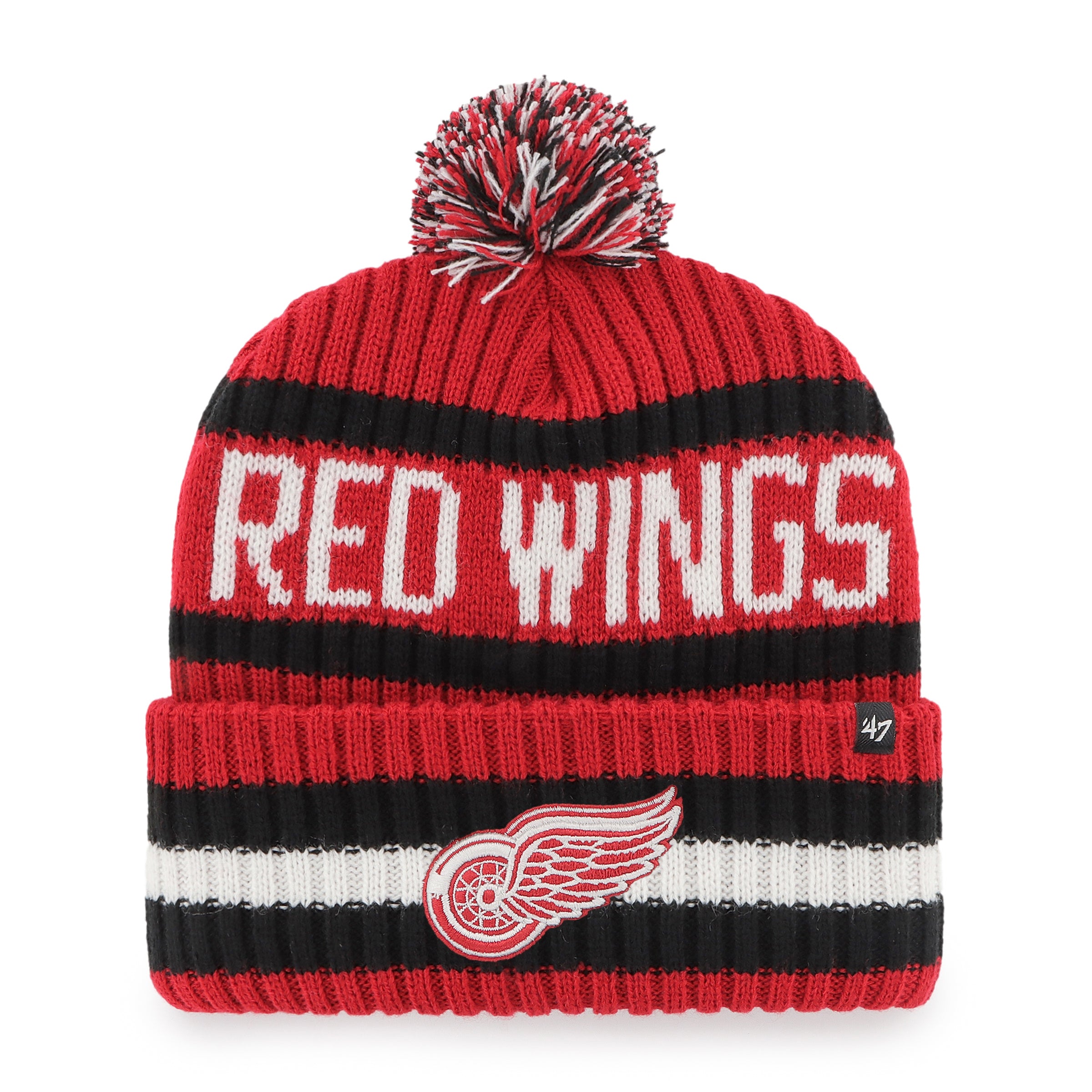 Detroit Red Wings NHL 47 Brand Men's Red Bering Cuff Pom Knit