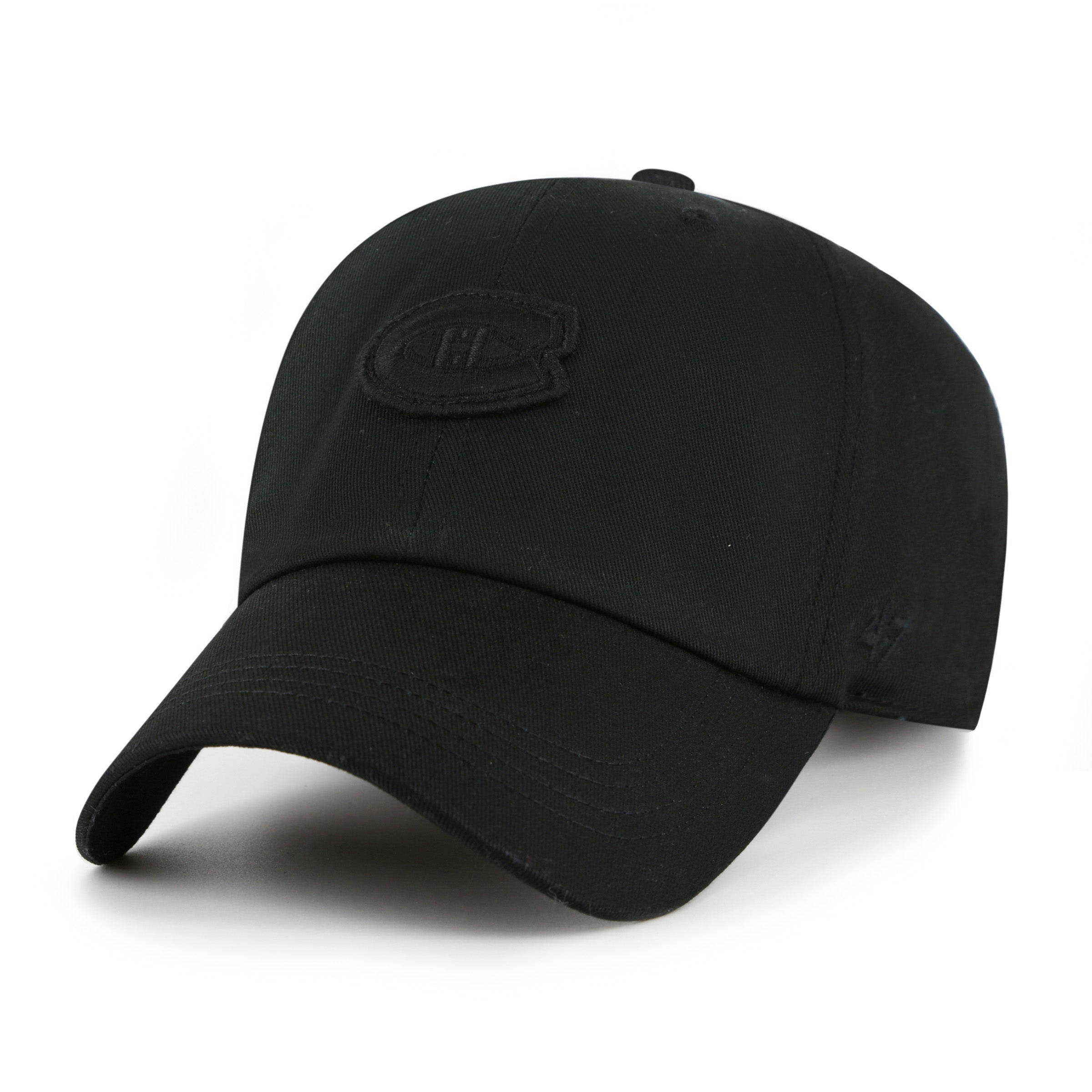 Montreal Canadiens NHL 47 Brand Men's Black on Black Contemporary Clean Up Adjustable Hat