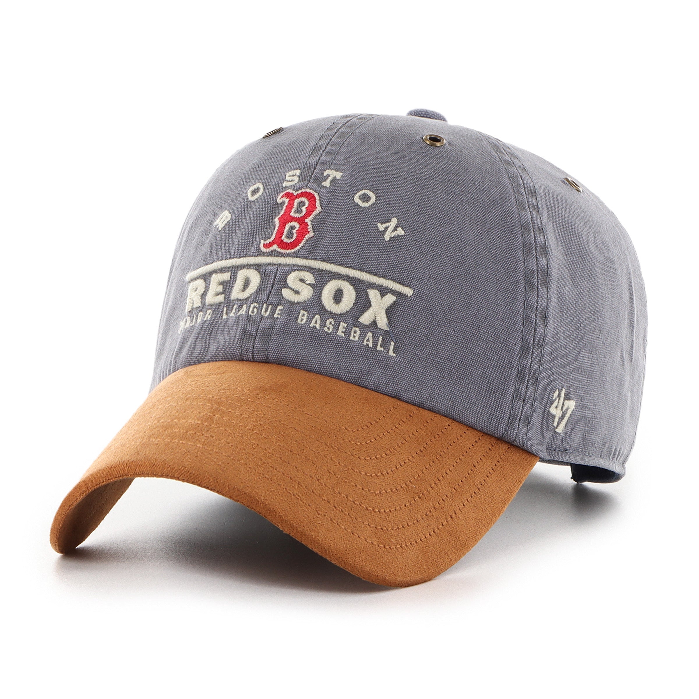 Casquette réglable en daim gris pour homme 47 Brand MLB Boston Red Sox Windham Clean Up