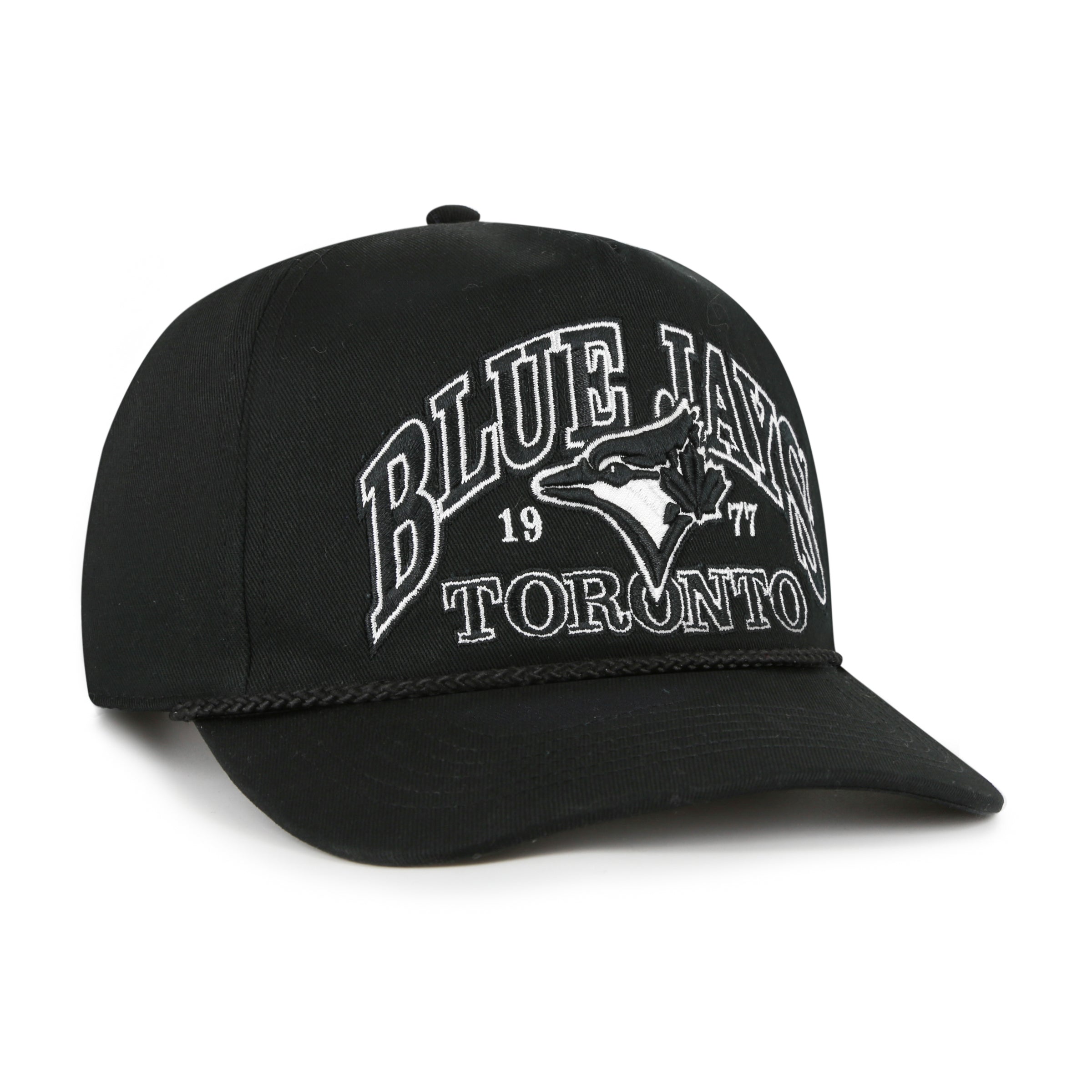 Toronto Blue Jays MLB 47 Brand Men's Black Break Wood Hitch Snapback Hat