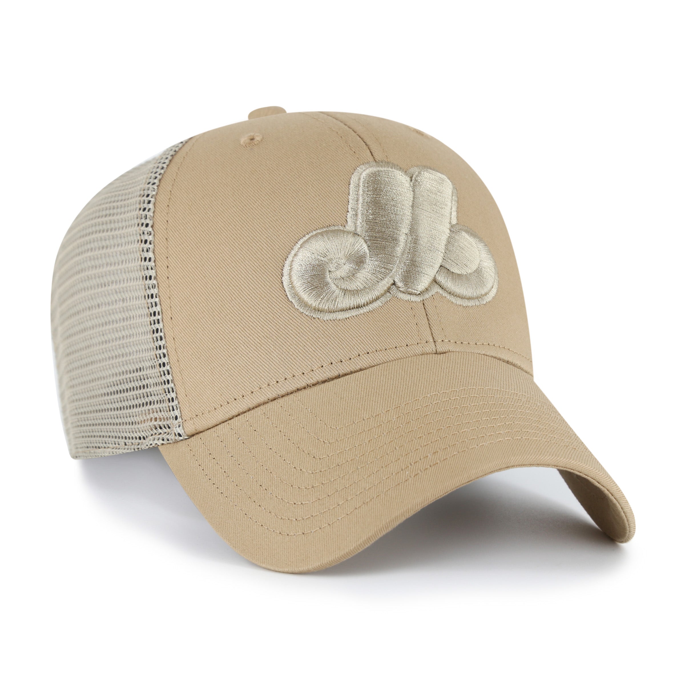 Montreal Expos MLB 47 Brand Men's Branson Khaki MVP Trucker Snapback Hat