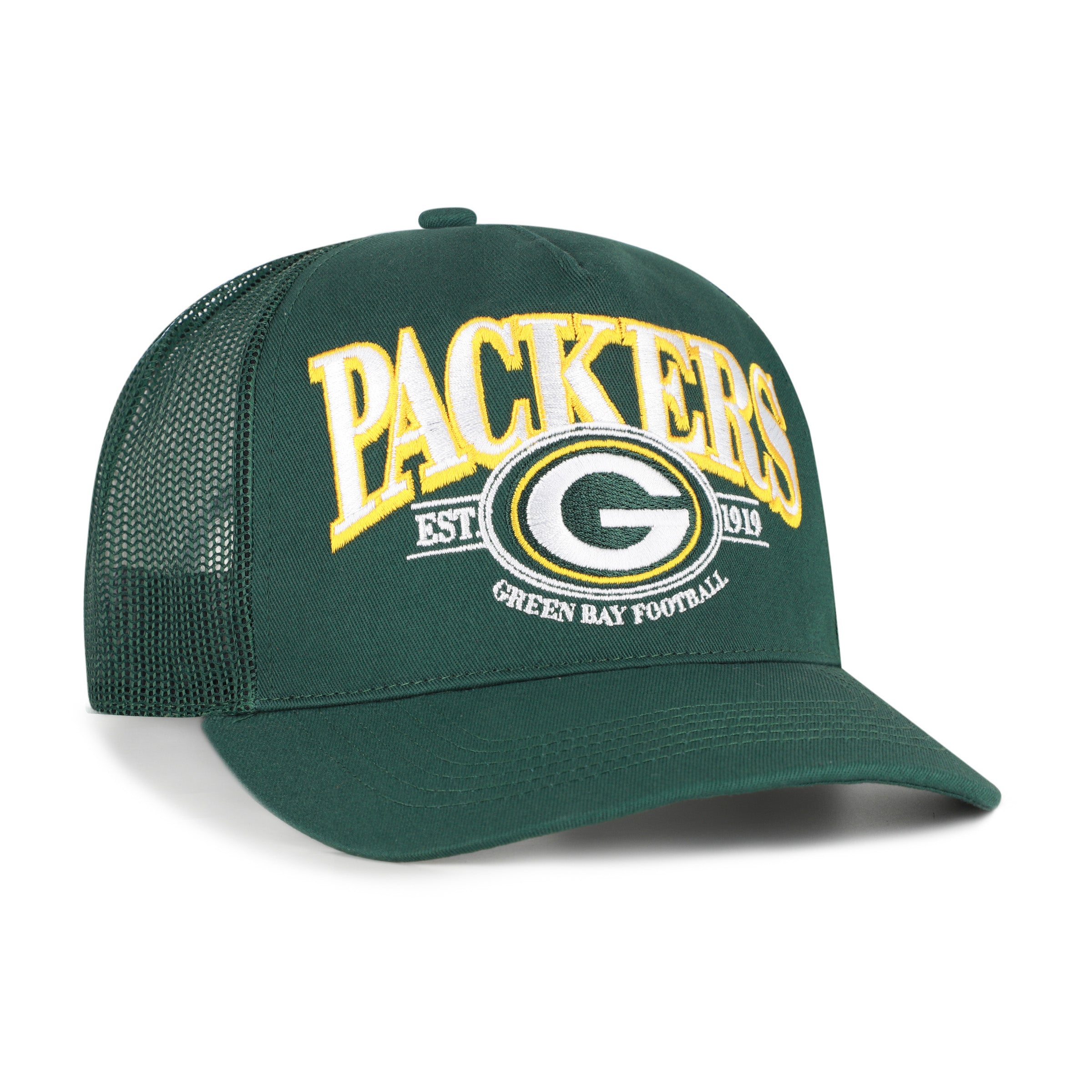 Green Bay Packers NFL 47 Brand Men's Green Deluxia Trucker Mesh Hitch Snapback