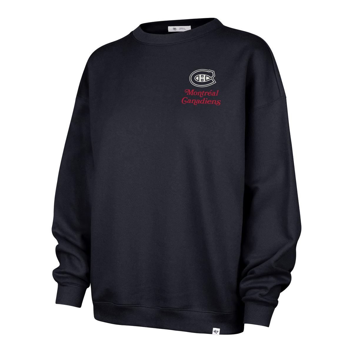 Montreal Canadiens NHL 47 Brand Women's Black Shout It Out Oversized Crew Sweater