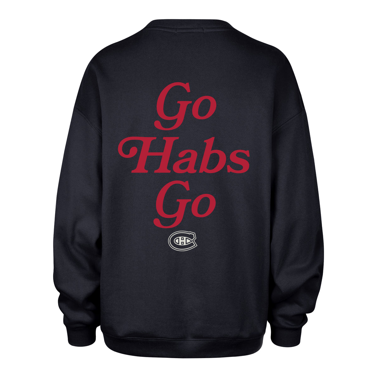 Montreal Canadiens NHL 47 Brand Women's Black Shout It Out Oversized Crew Sweater